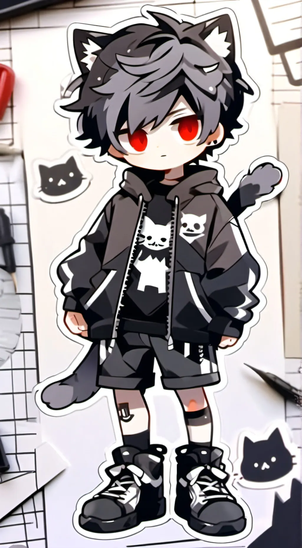 ai character: Gray  background