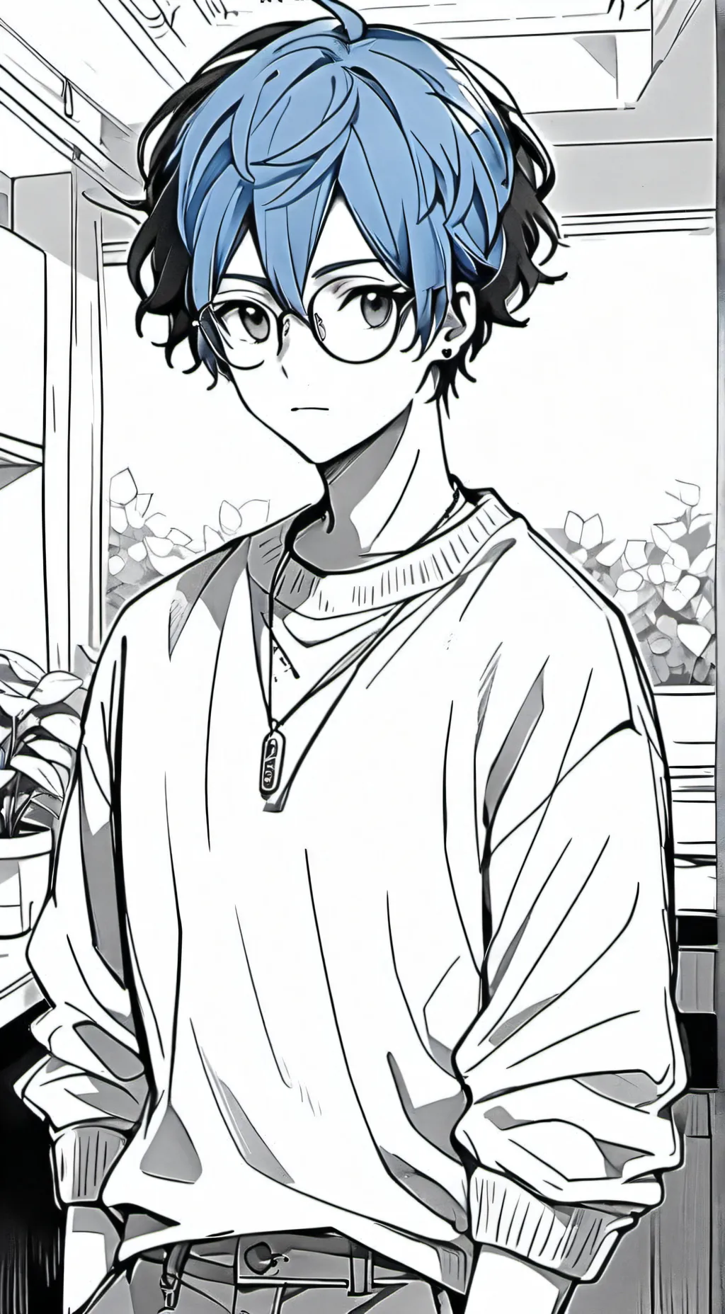 ai character: Blue blood background