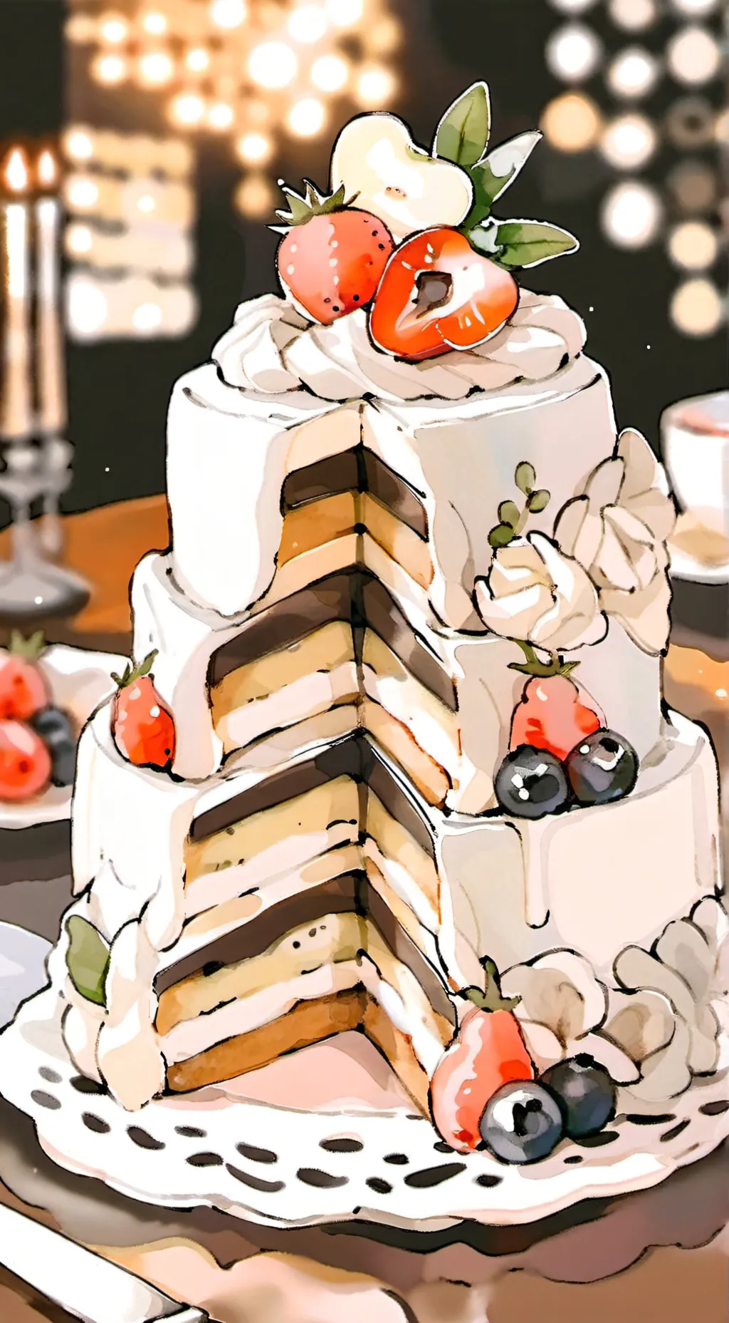 ai character: bake withfruitcake background