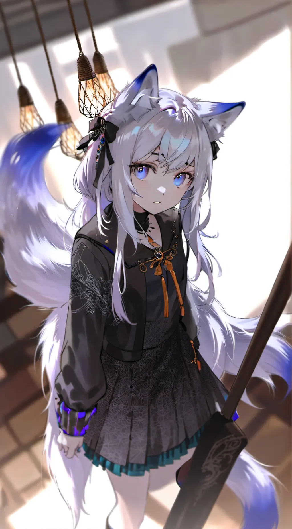 ai character: BlueWolfie Spirit background