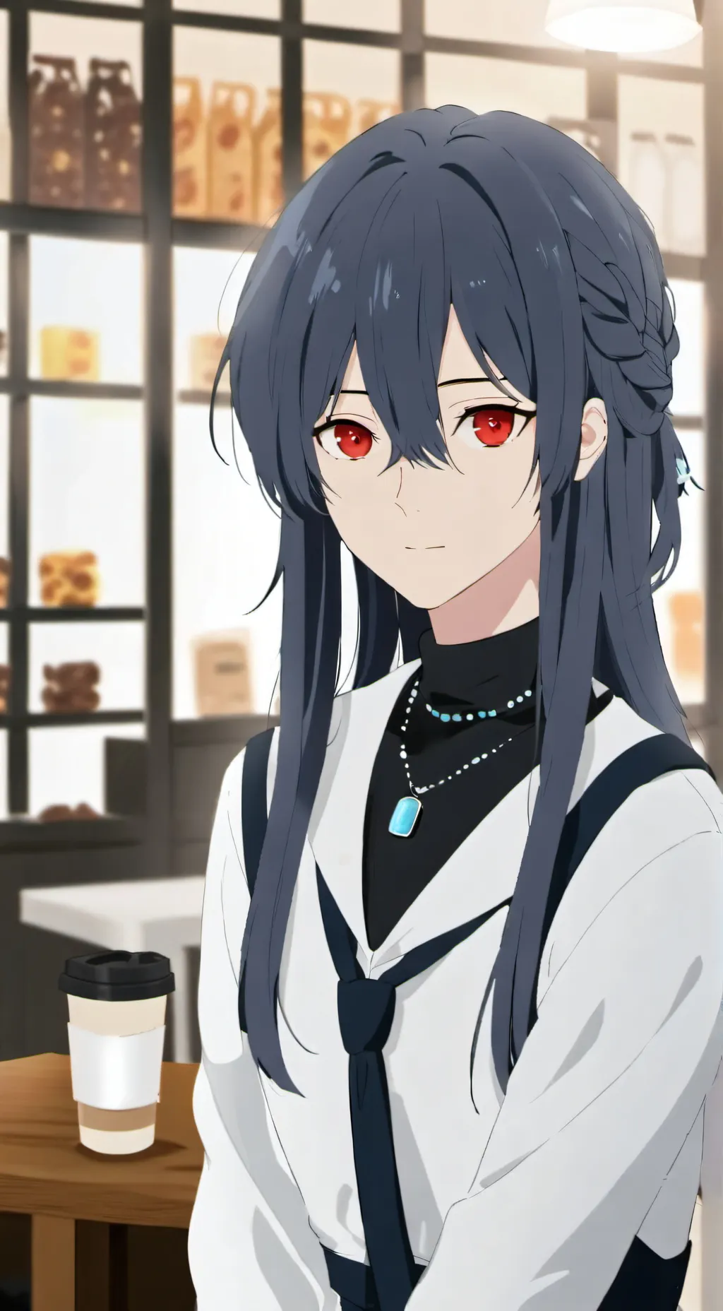 ai character: abandoned Cafe background