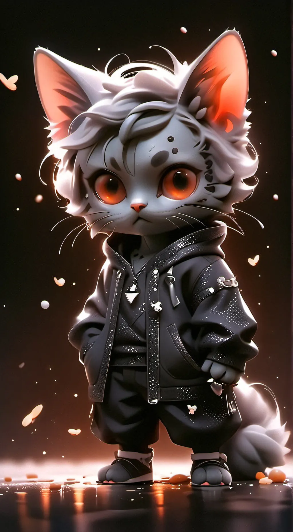 ai character: Me but a gray cat background