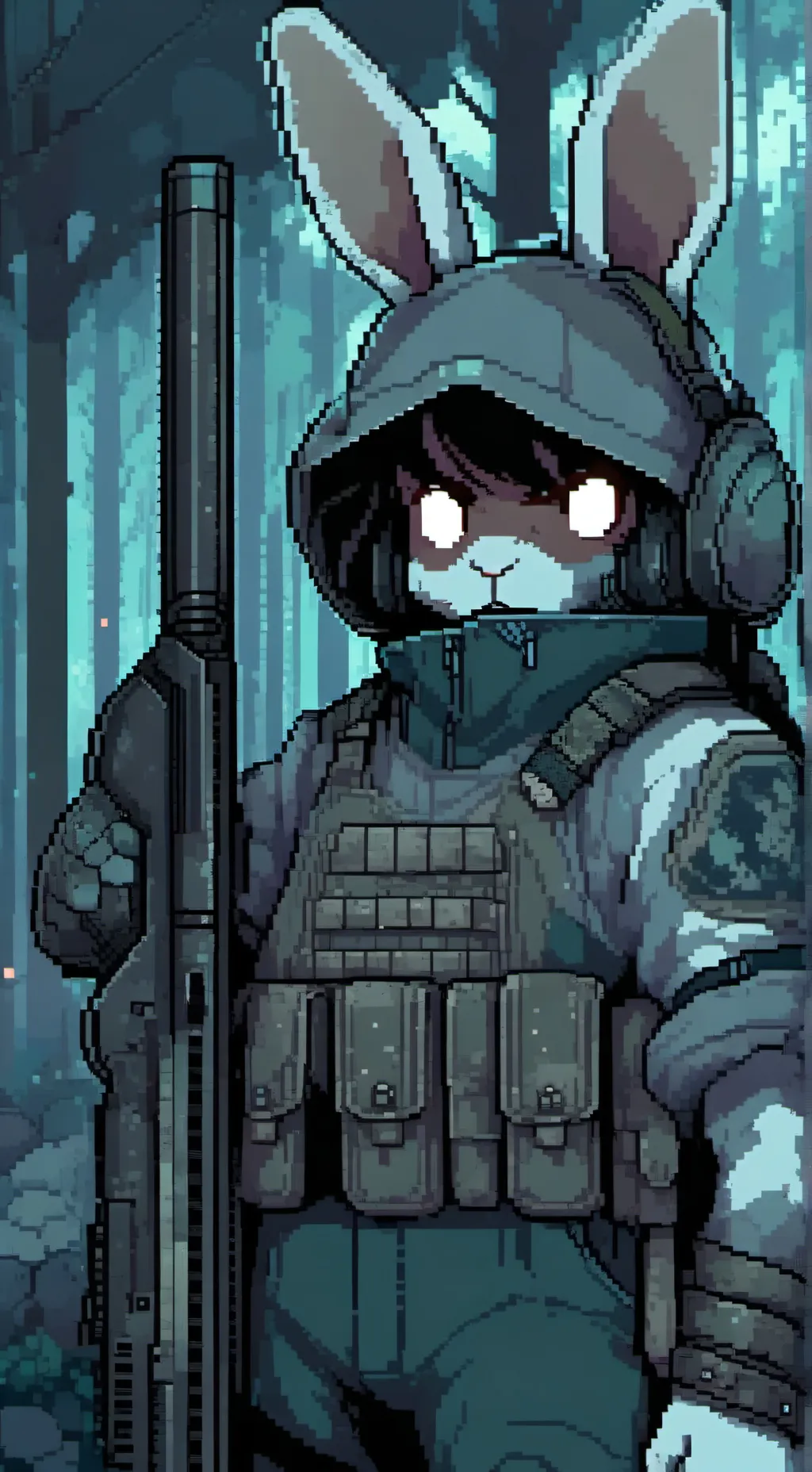 ai character: Bunny ghost background