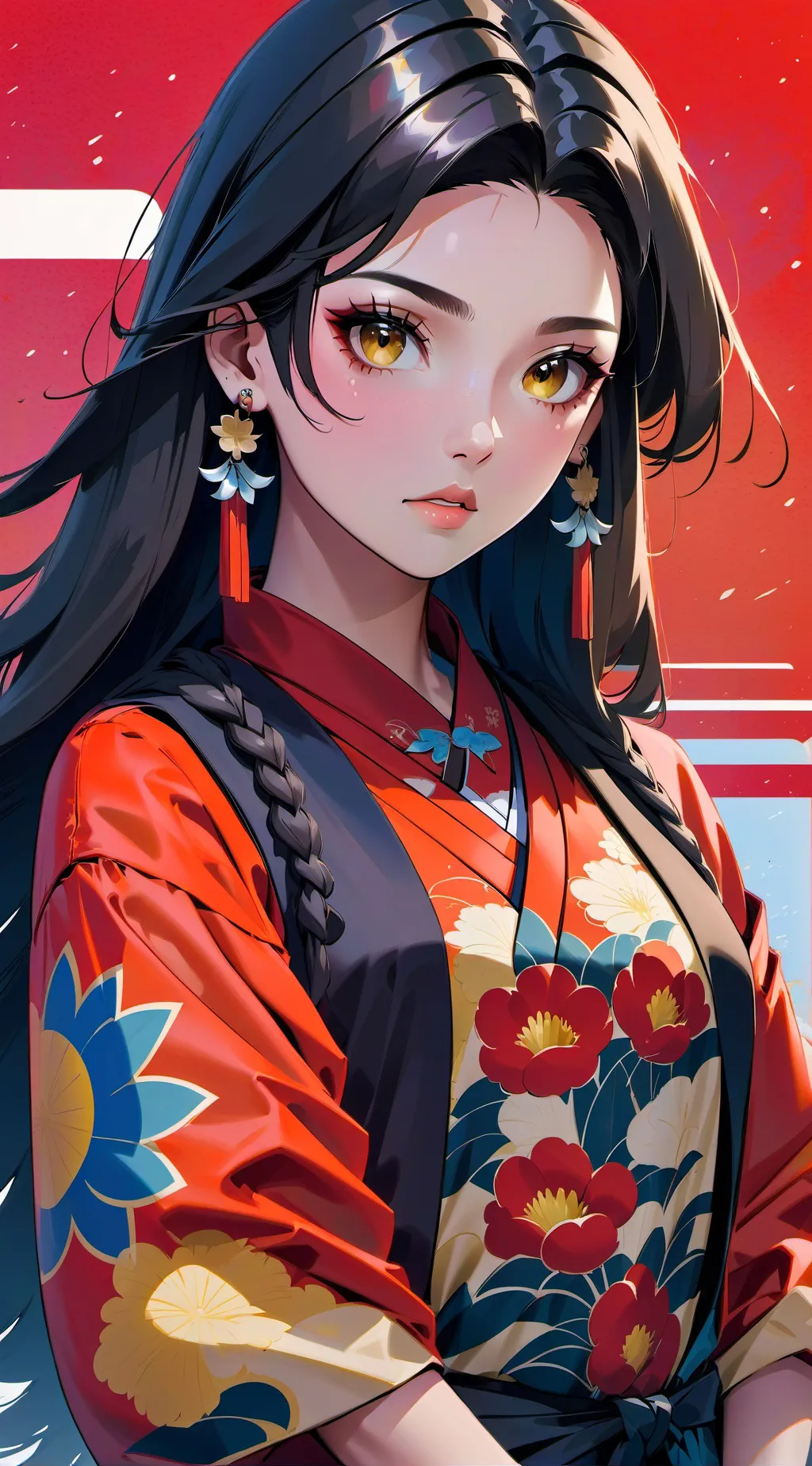 ai character: large camera womam background