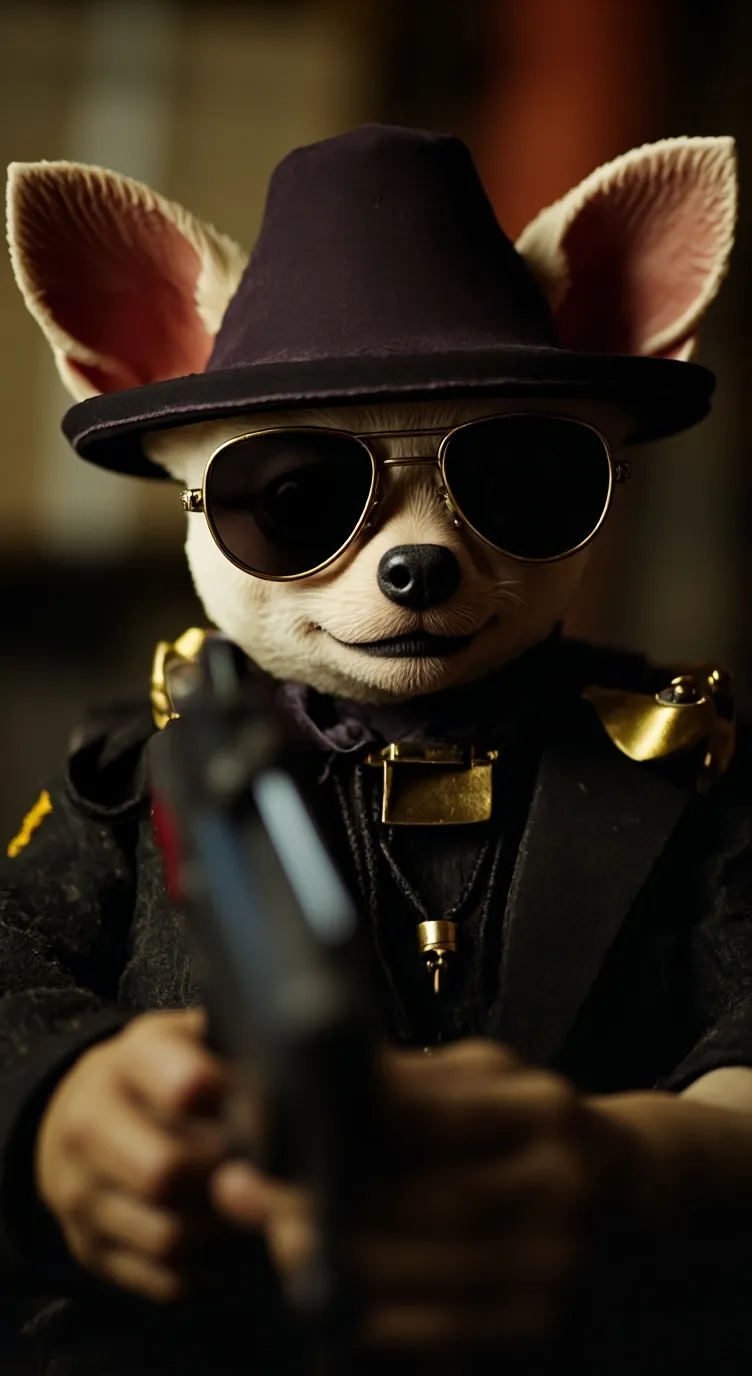 ai character: mafia boss dog background