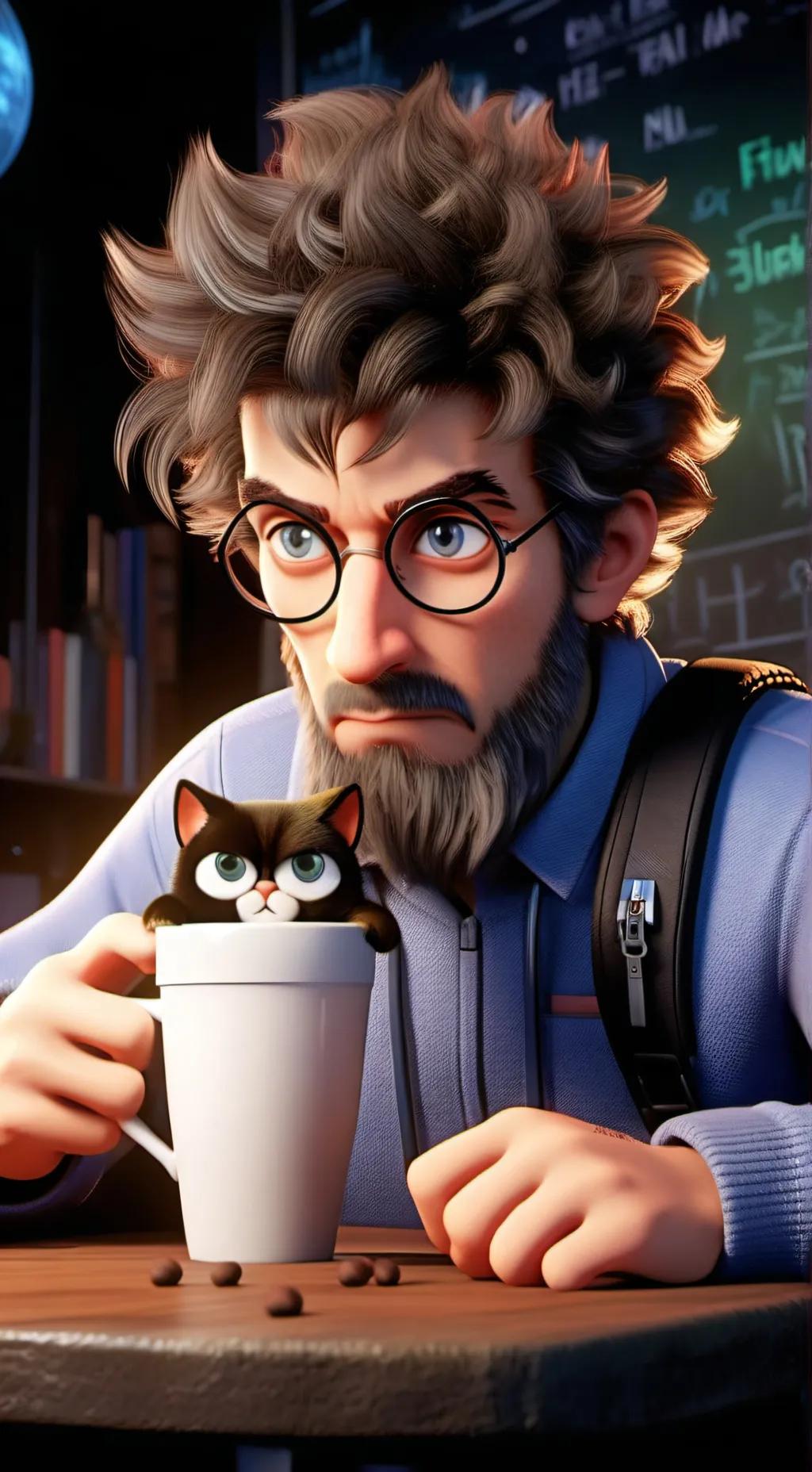 ai character: Quantum Latte Theorist background