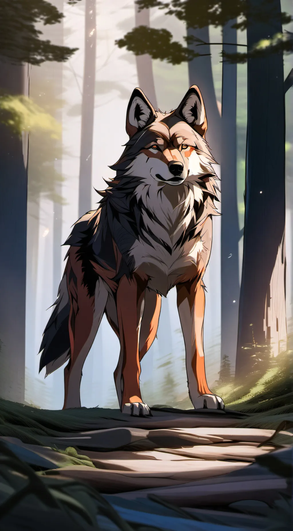 ai character: Red wolf background