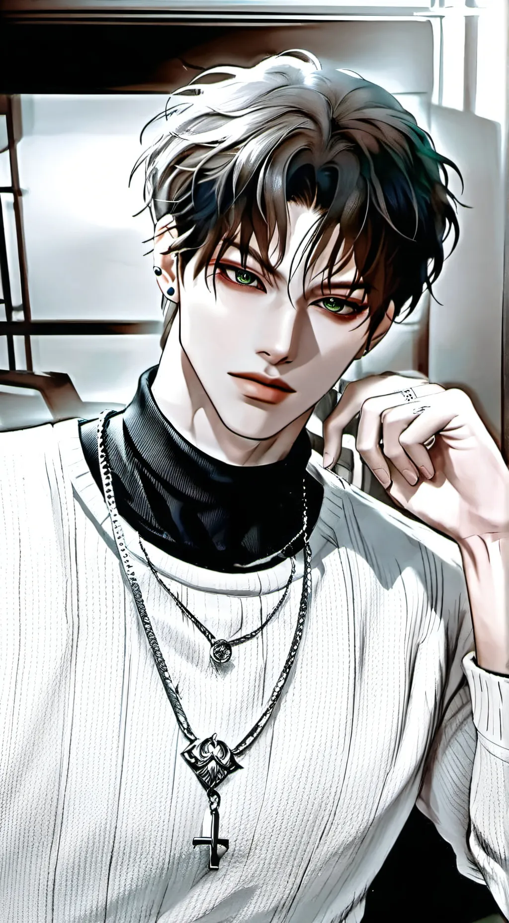 ai character: Caleb Grey background