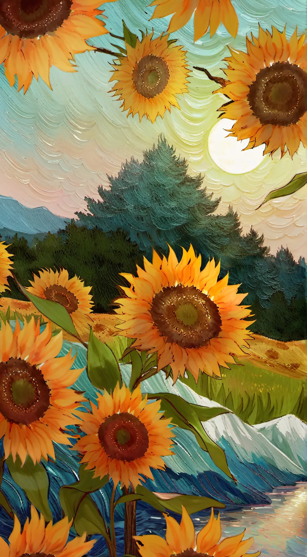 ai character: flower Field peace background