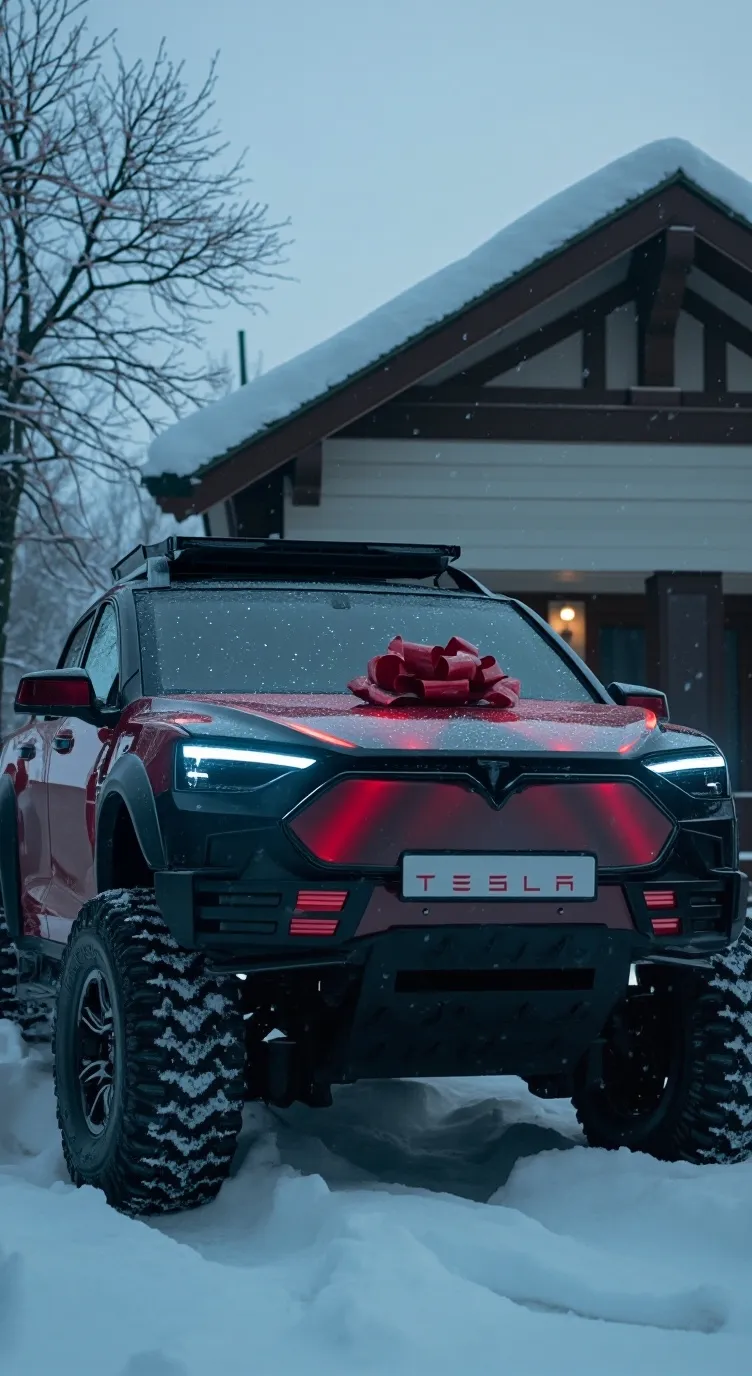 ai character: Tesla Cybertruck background