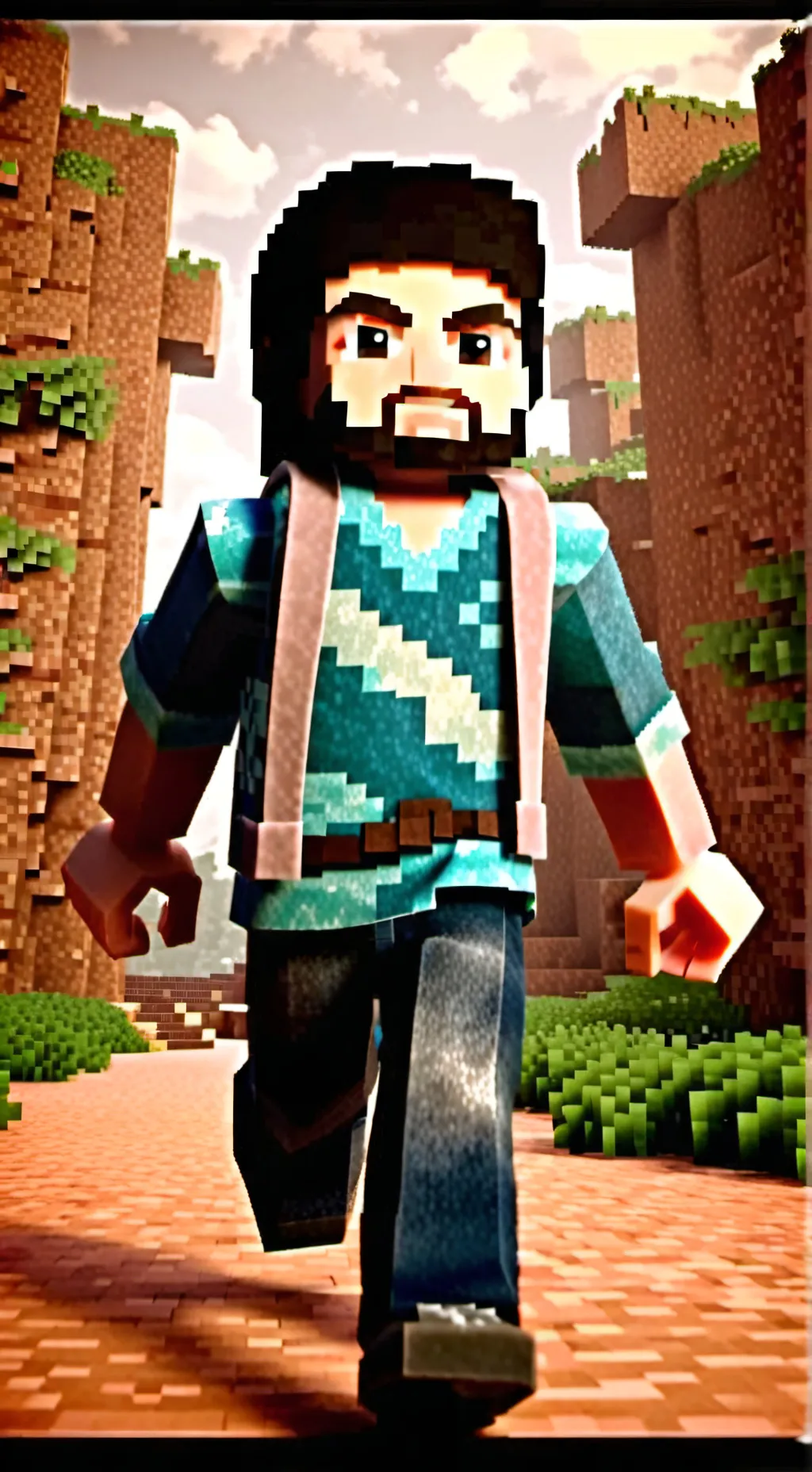 ai character: a Minecraft movie background