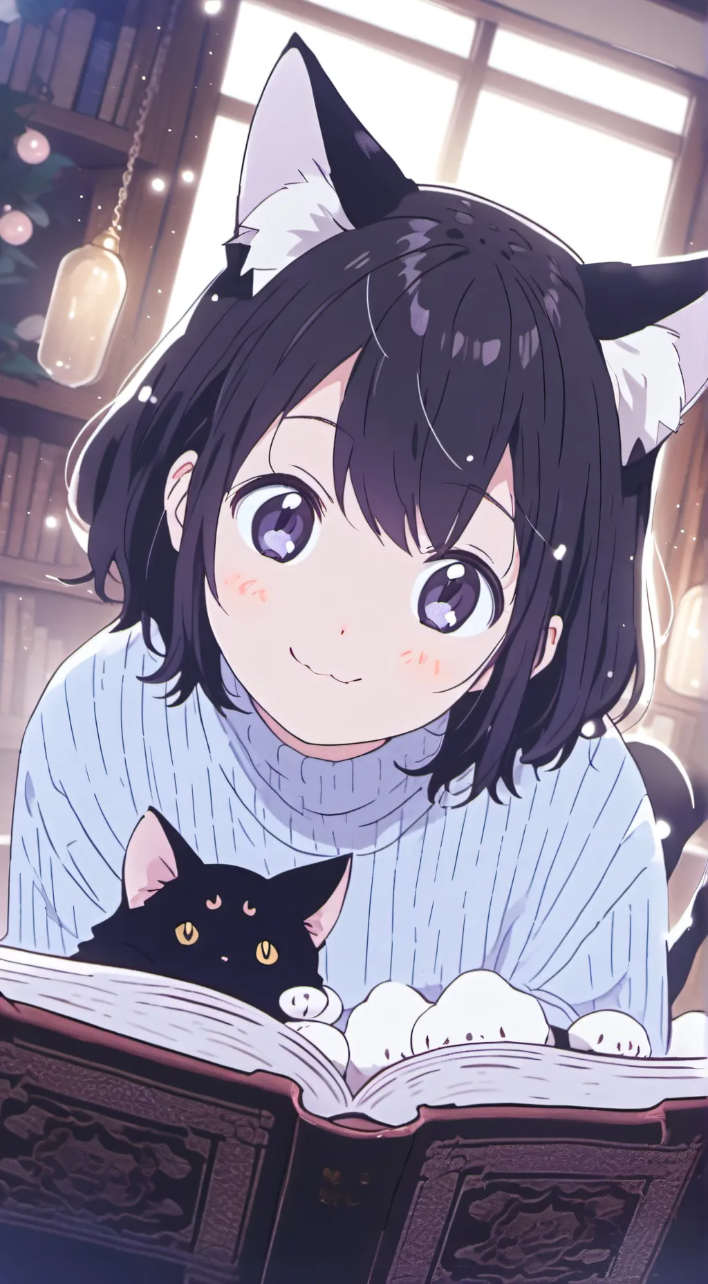 ai character: Black & White Spirit。 background