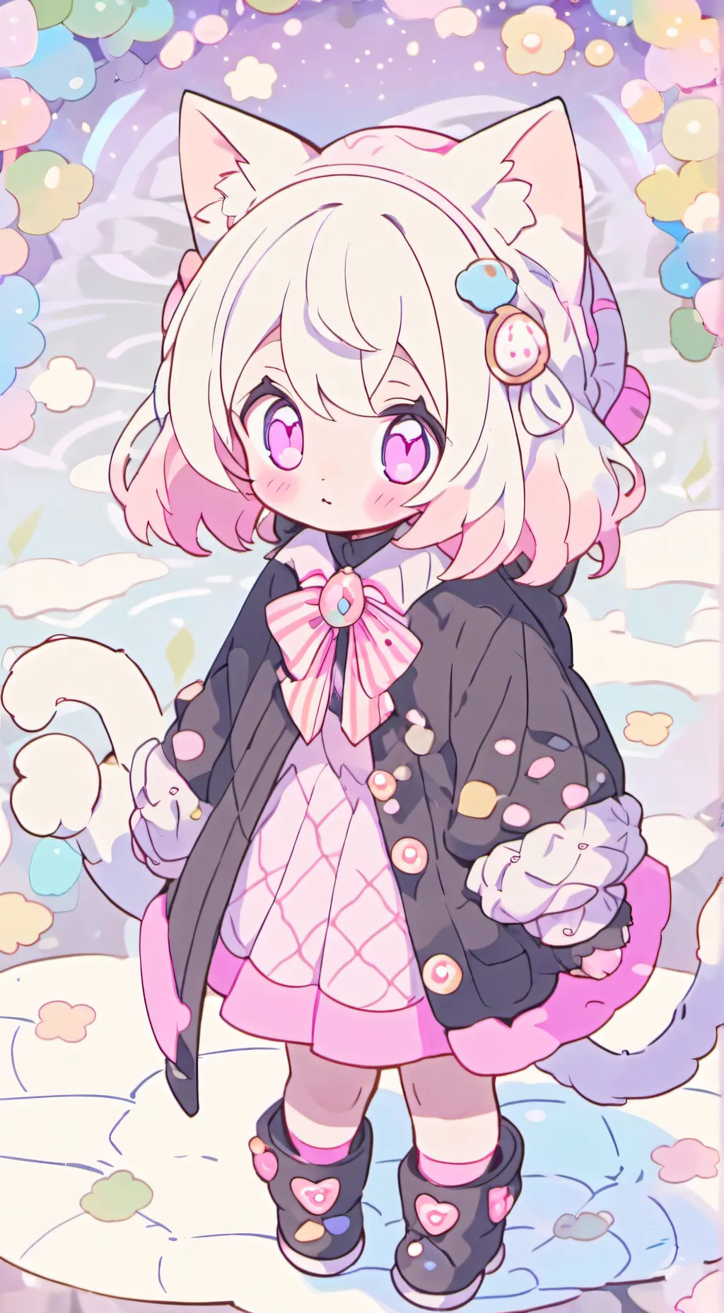 ai character: Pink Meow Spirit background