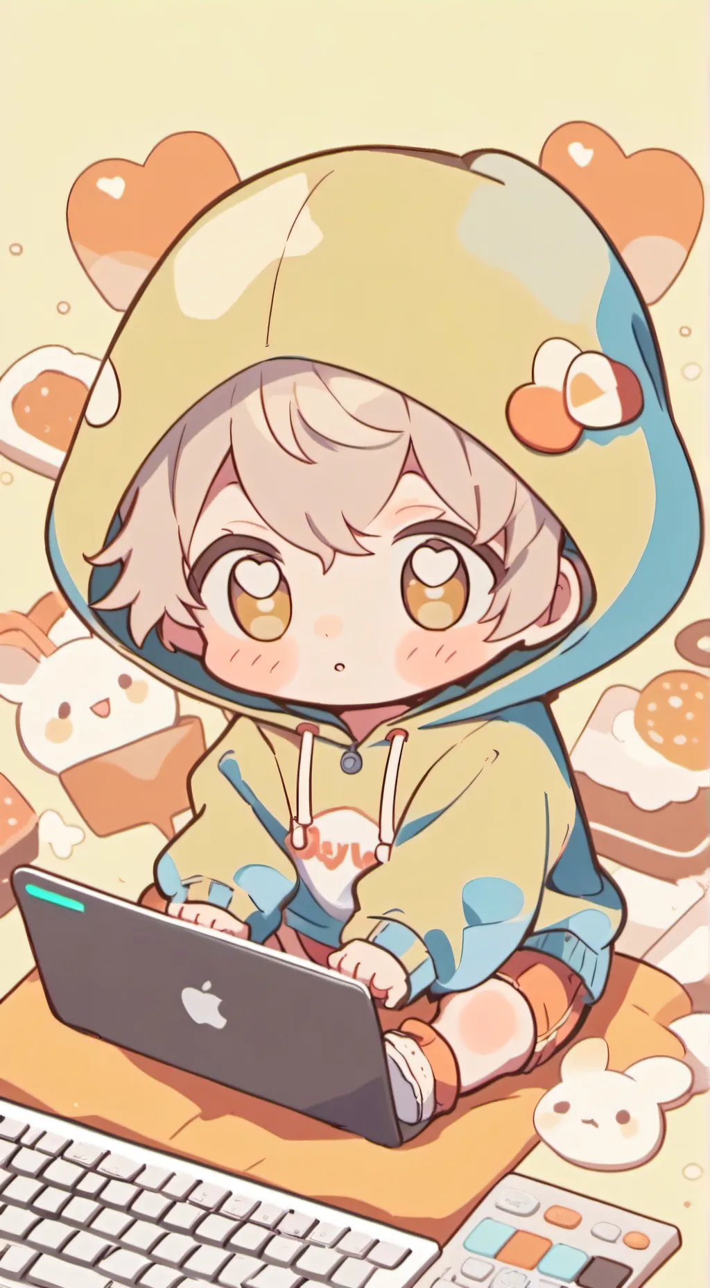 ai character: baby shop background