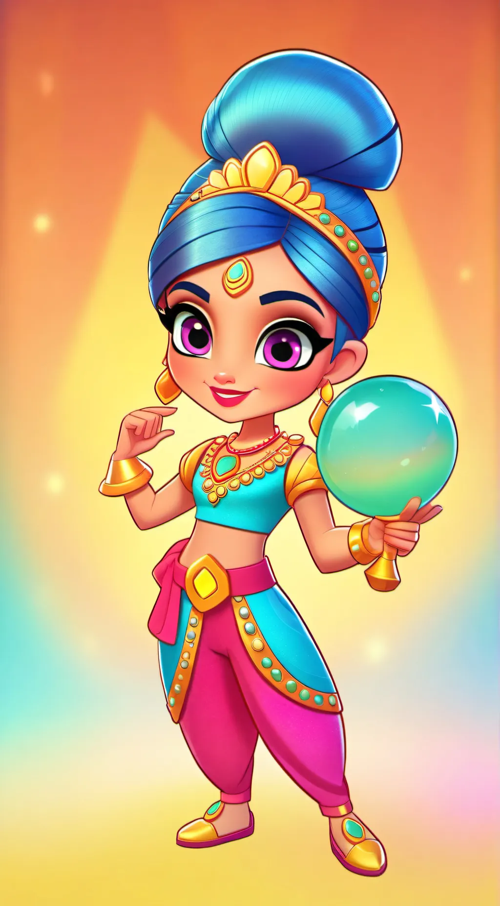 ai character: Shimmer  and shine background