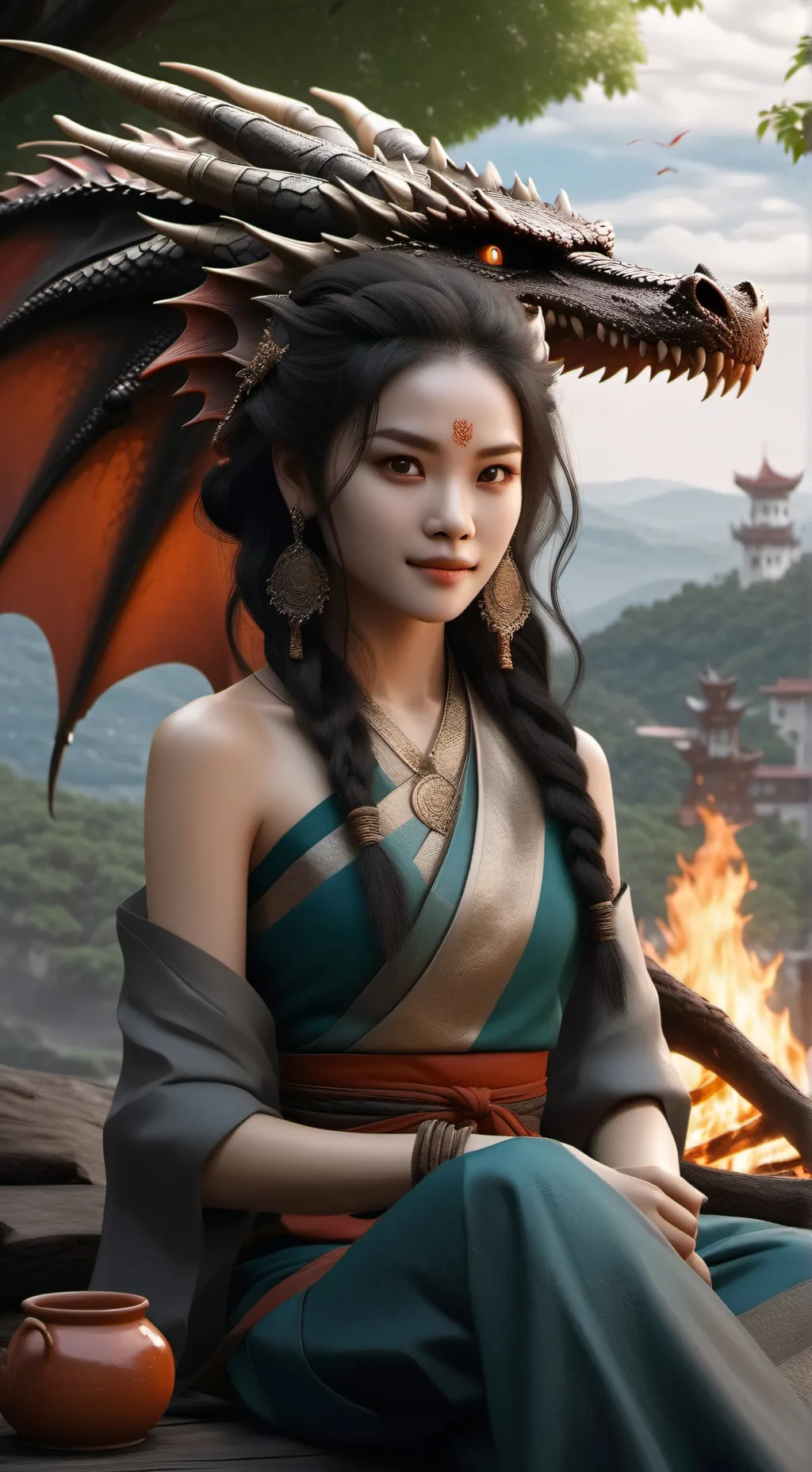 ai character: Fire  background