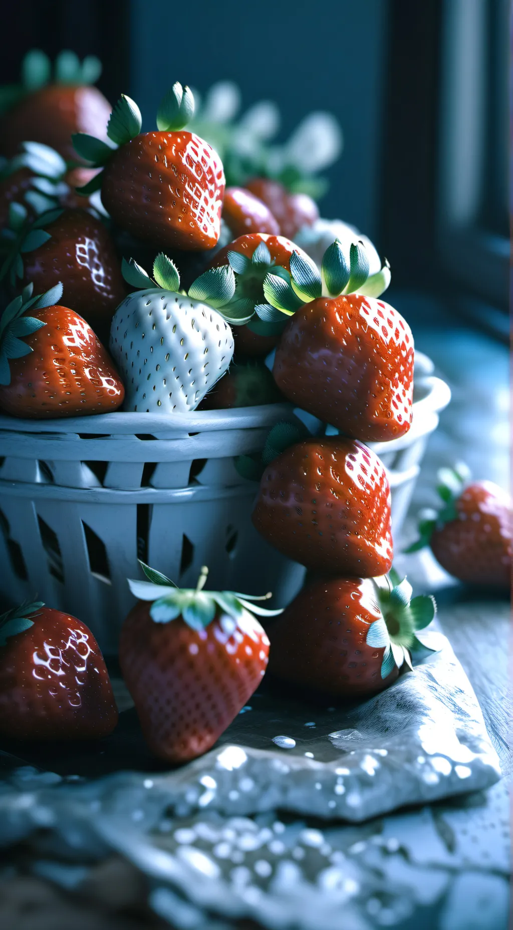 ai character: Strawberries background