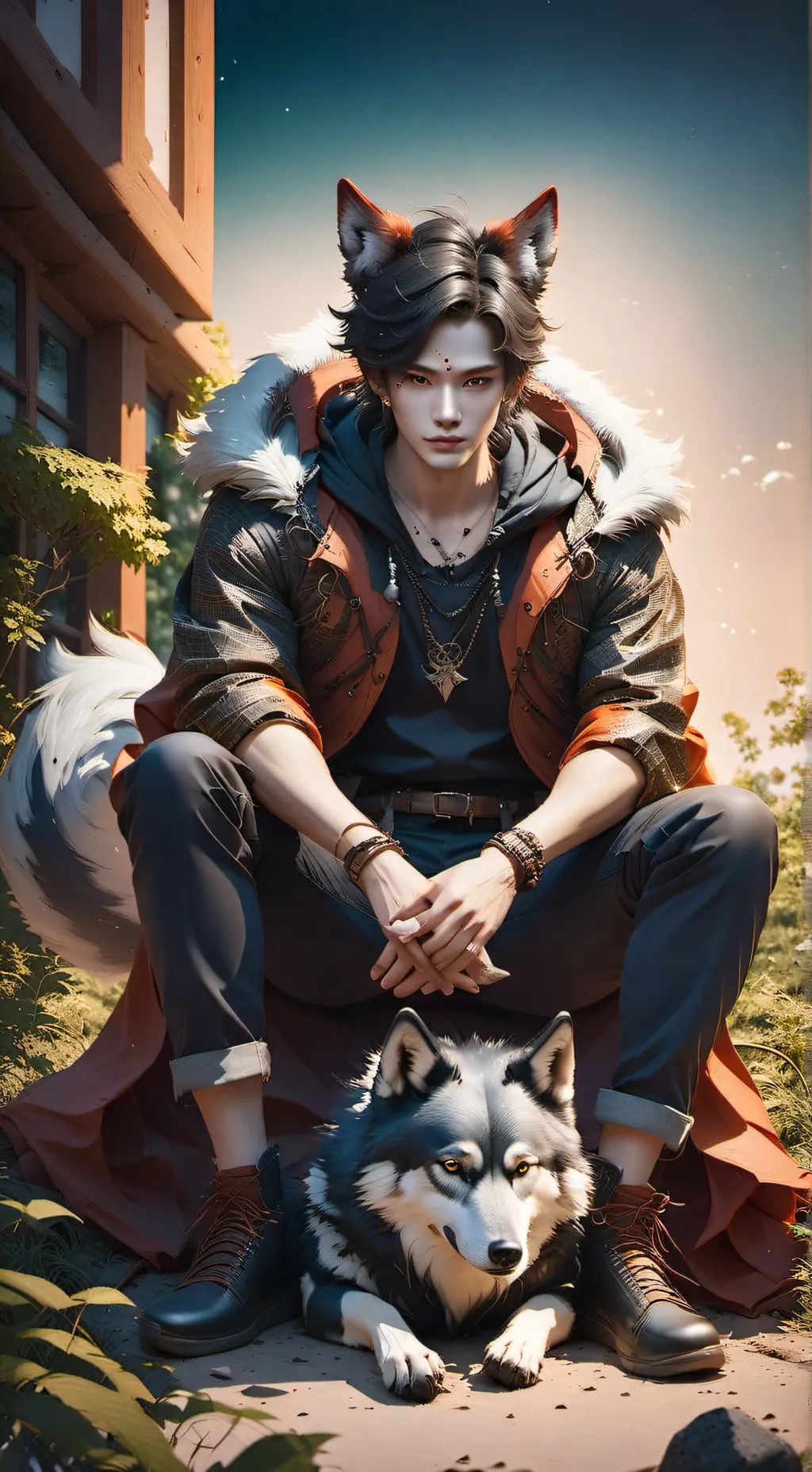 ai character: Your a werewolf background