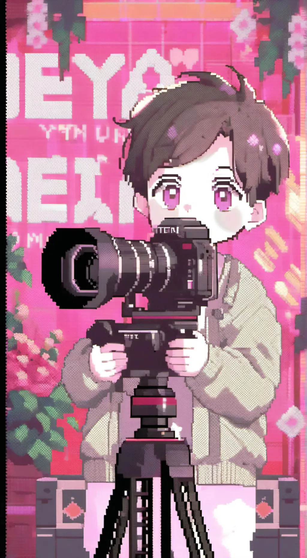 ai character: baby cameraman  background