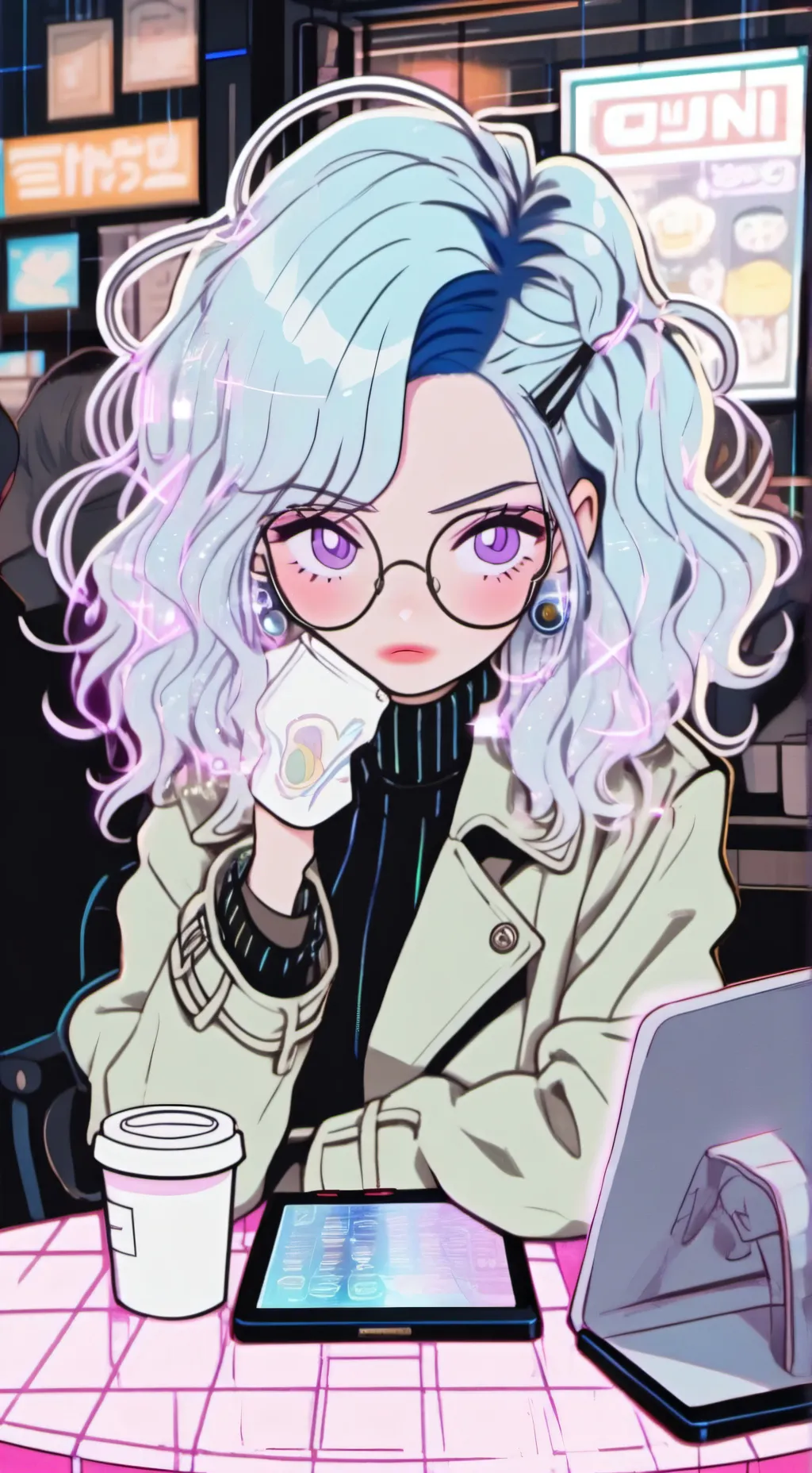 ai character: The Metaverse Latte Enthusiast background