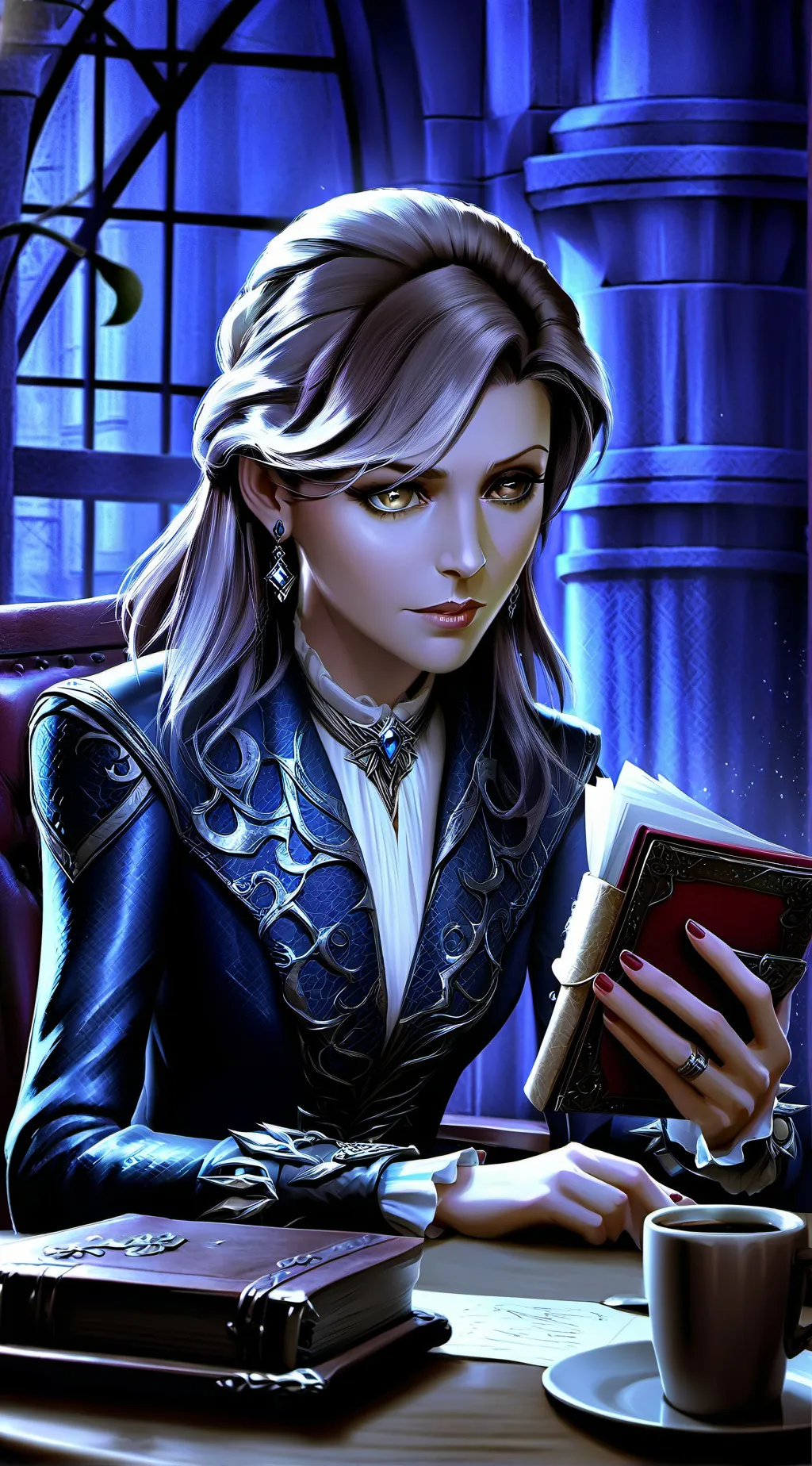 ai character: The Terrified Latte Connoisseur background