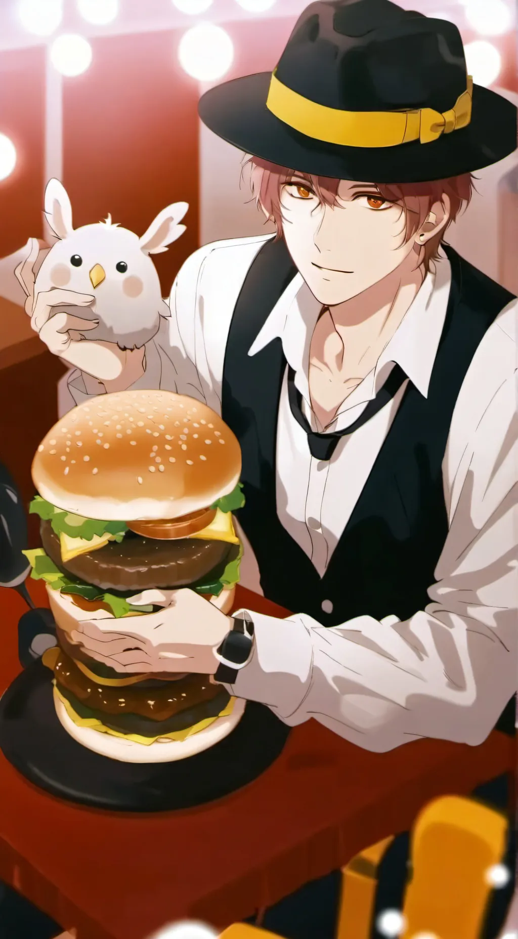 ai character: Weird burger background