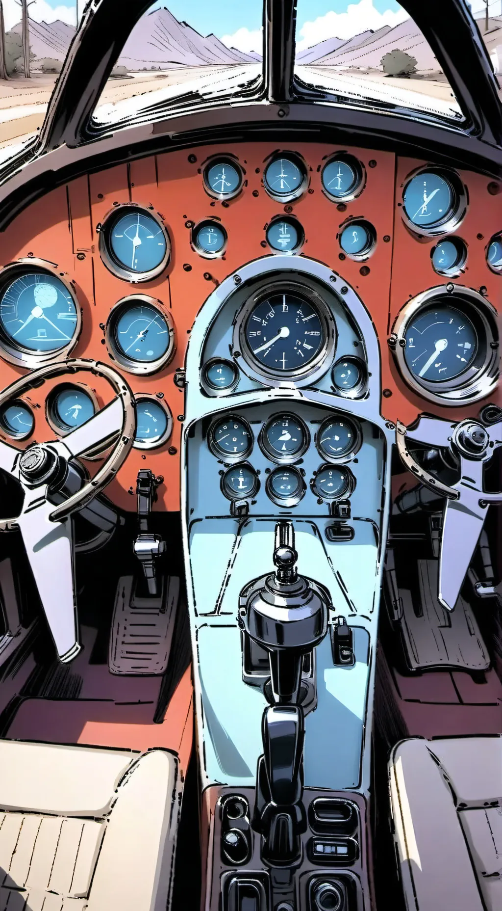 ai character: Cockpit of 787  background