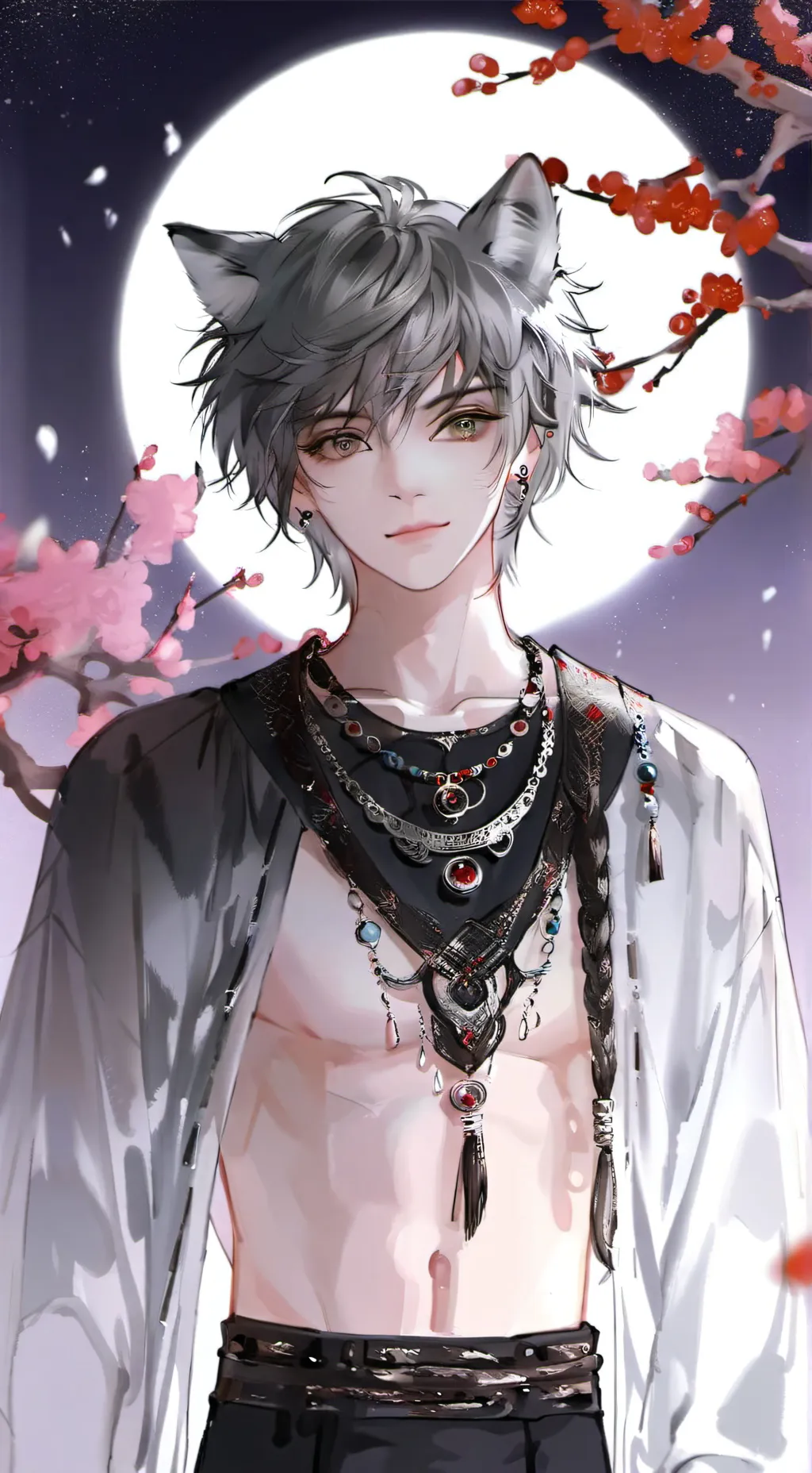 ai character: Moonlit Wolf Furry background