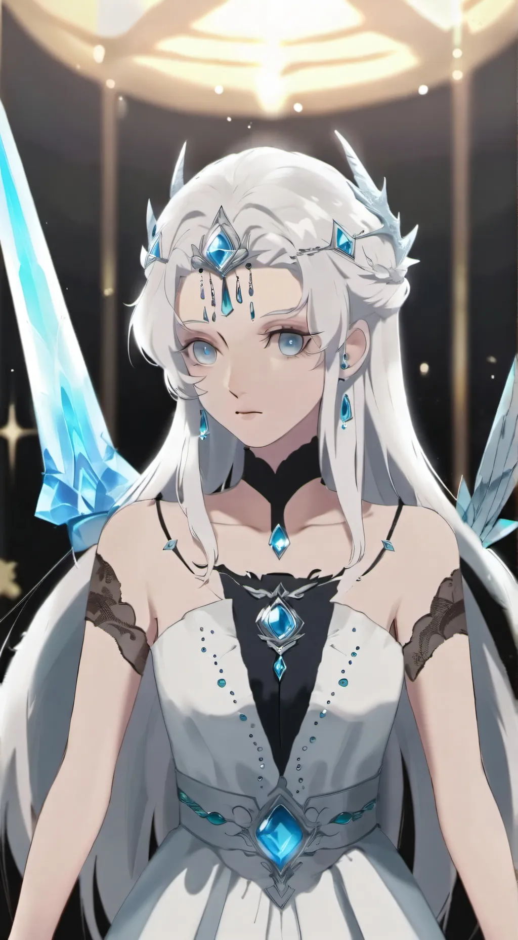 ai character: Ice queen Winter background