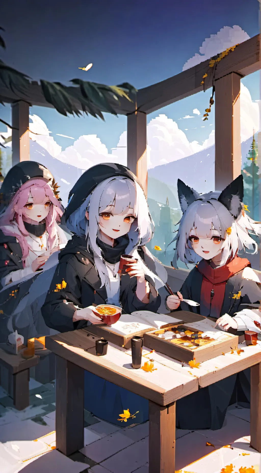 ai character: twilight road trip background