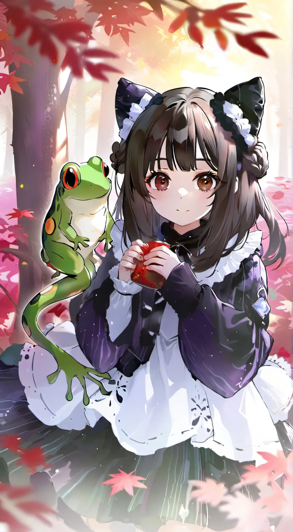 ai character: Ella the Red-Eyed Tree Frog Furry background