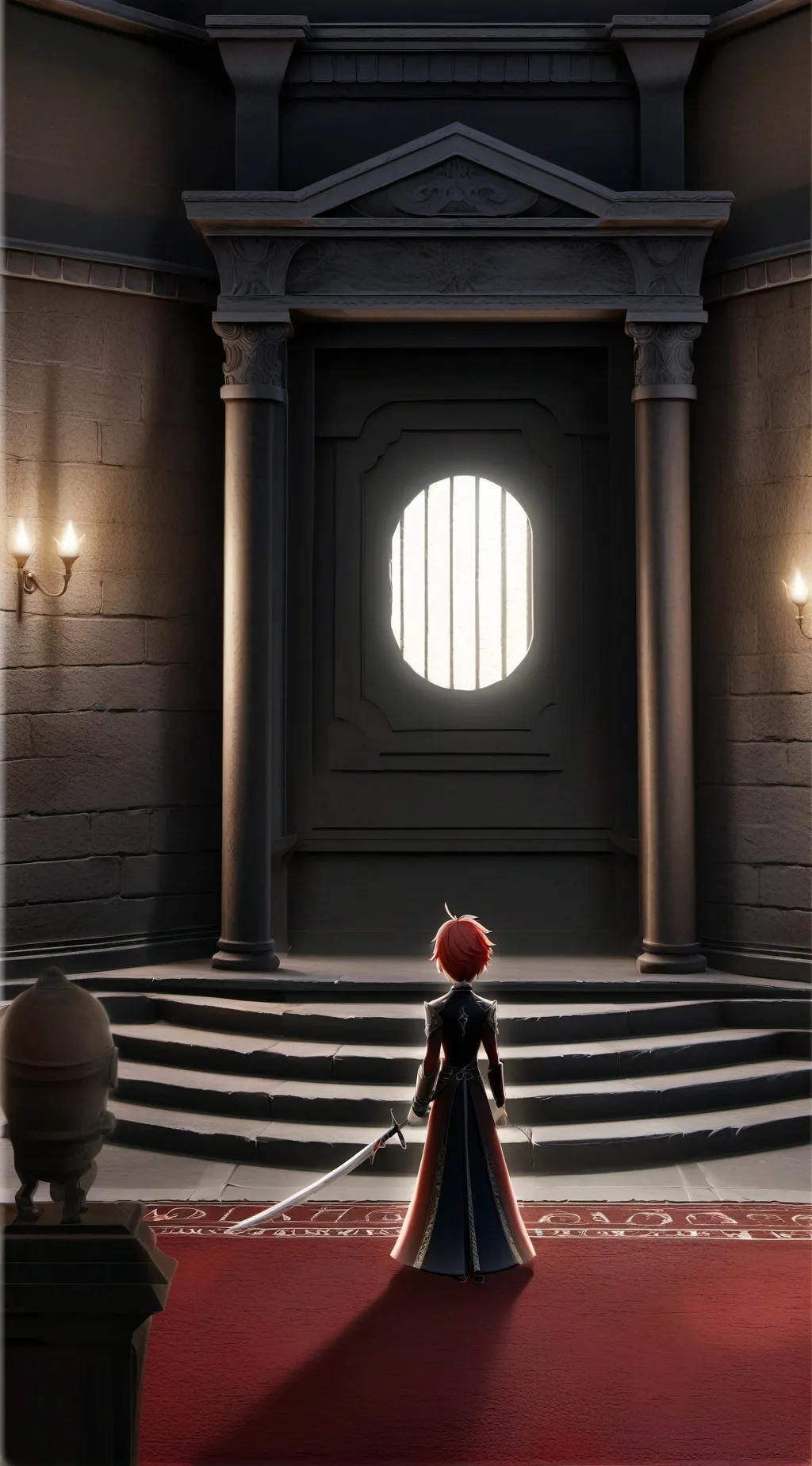 ai character: red infection background