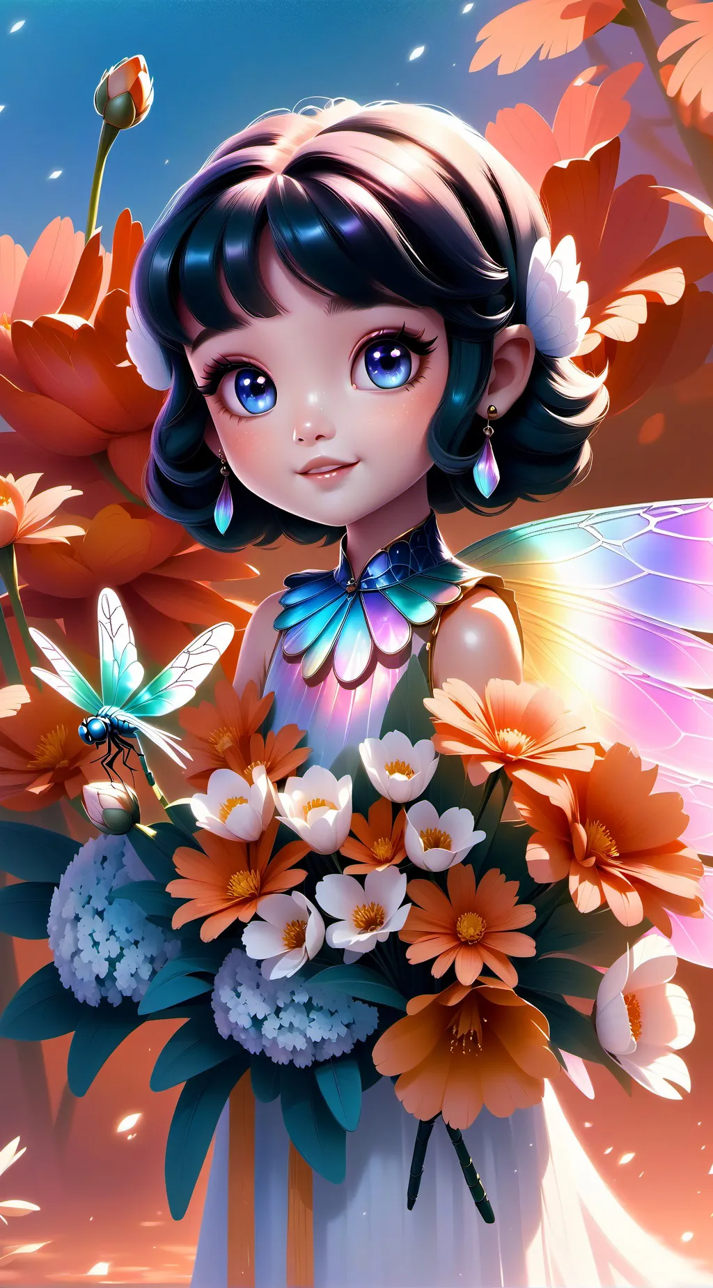 ai character: Iris the Iridescent Furry background