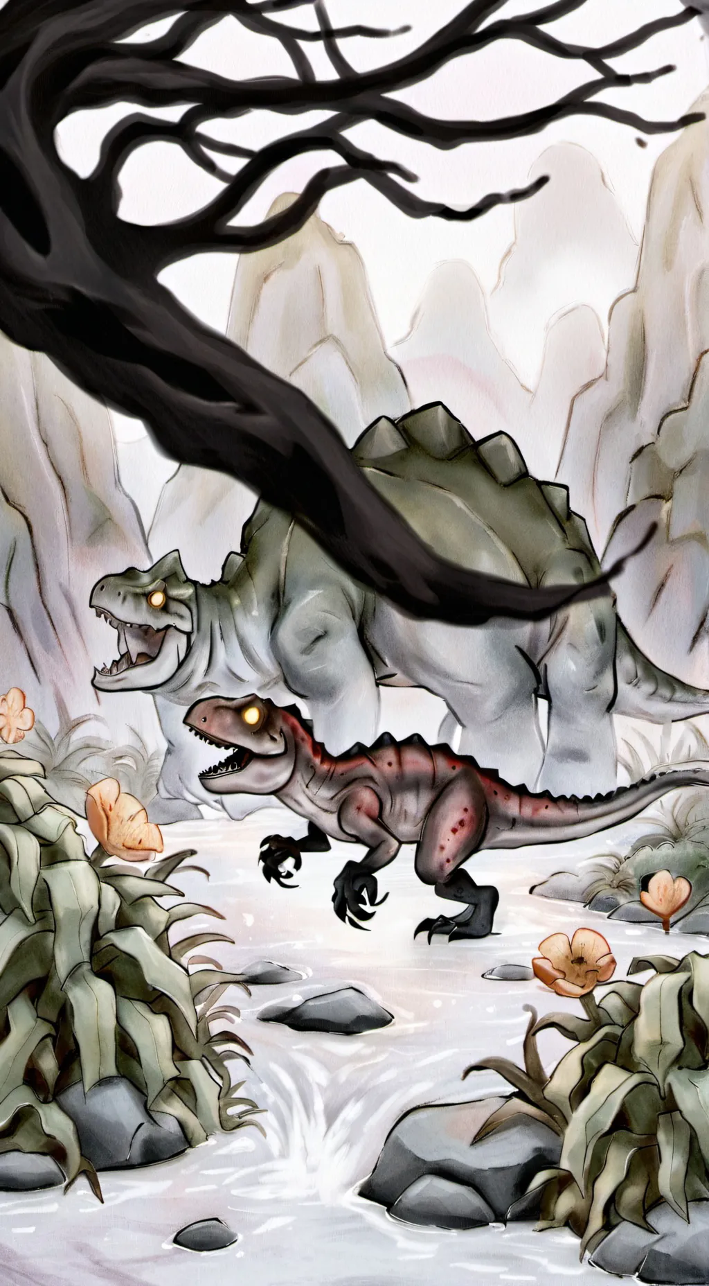 ai character: makeaJurassicplant background