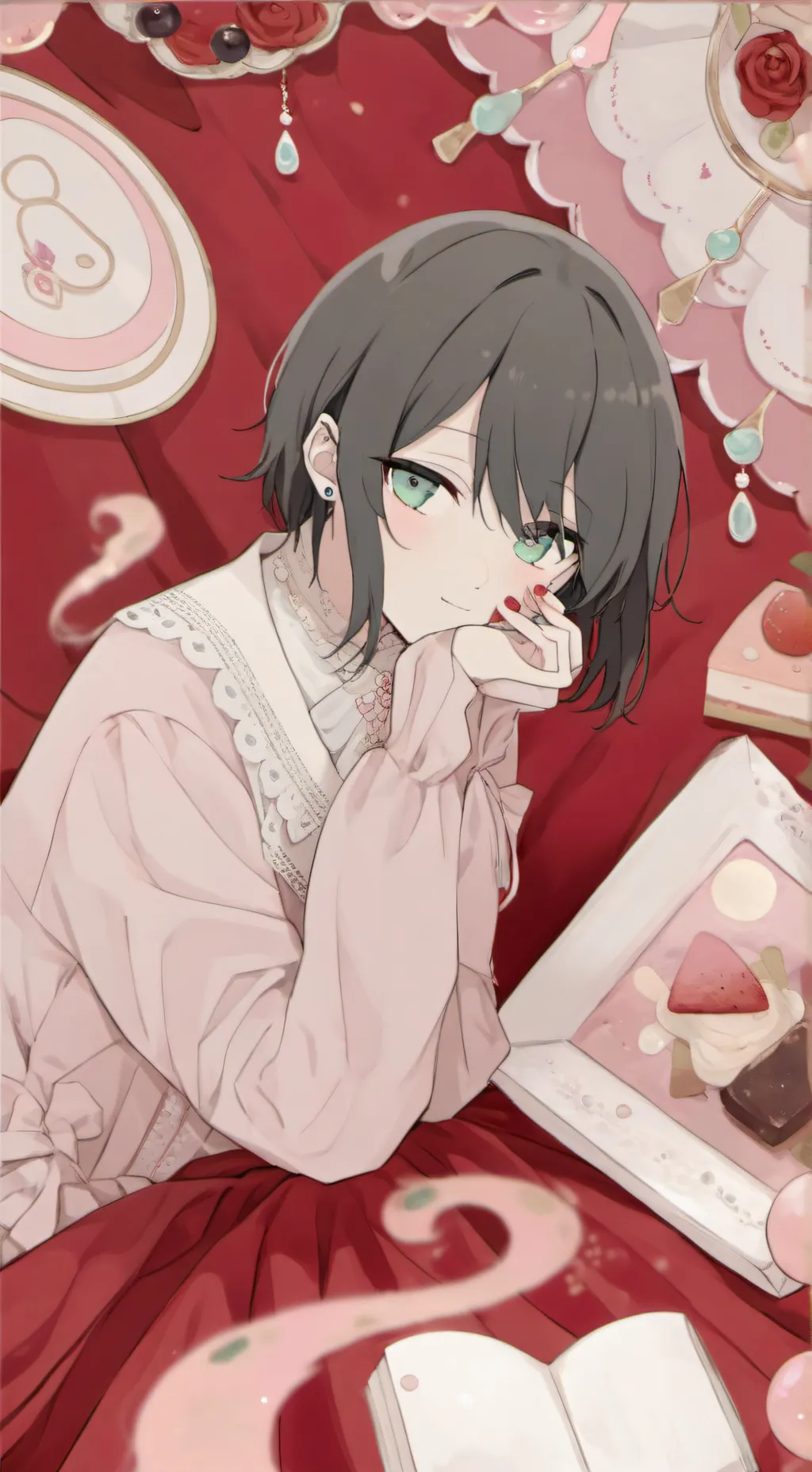 ai character: FRUIT CAKE background