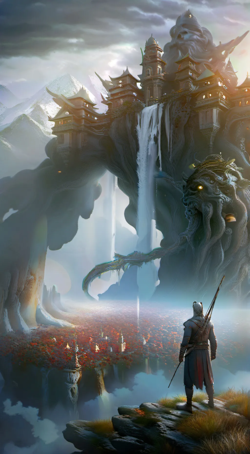 ai character: ciudad estrellada background