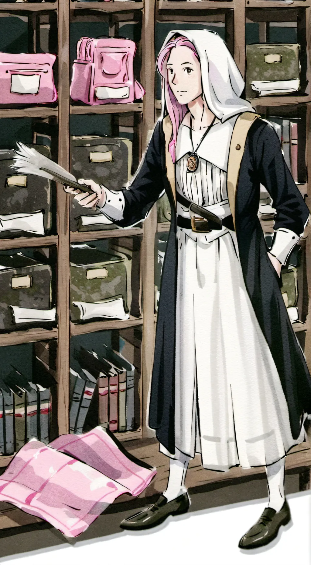 ai character: pink slip background