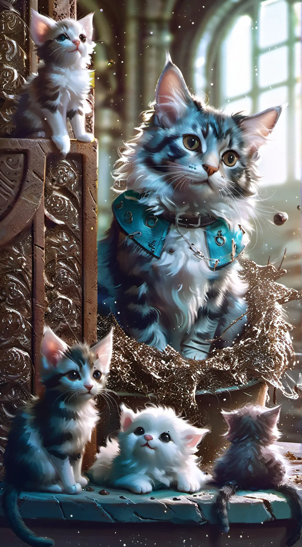 ai character: Mama cat vs Horror background