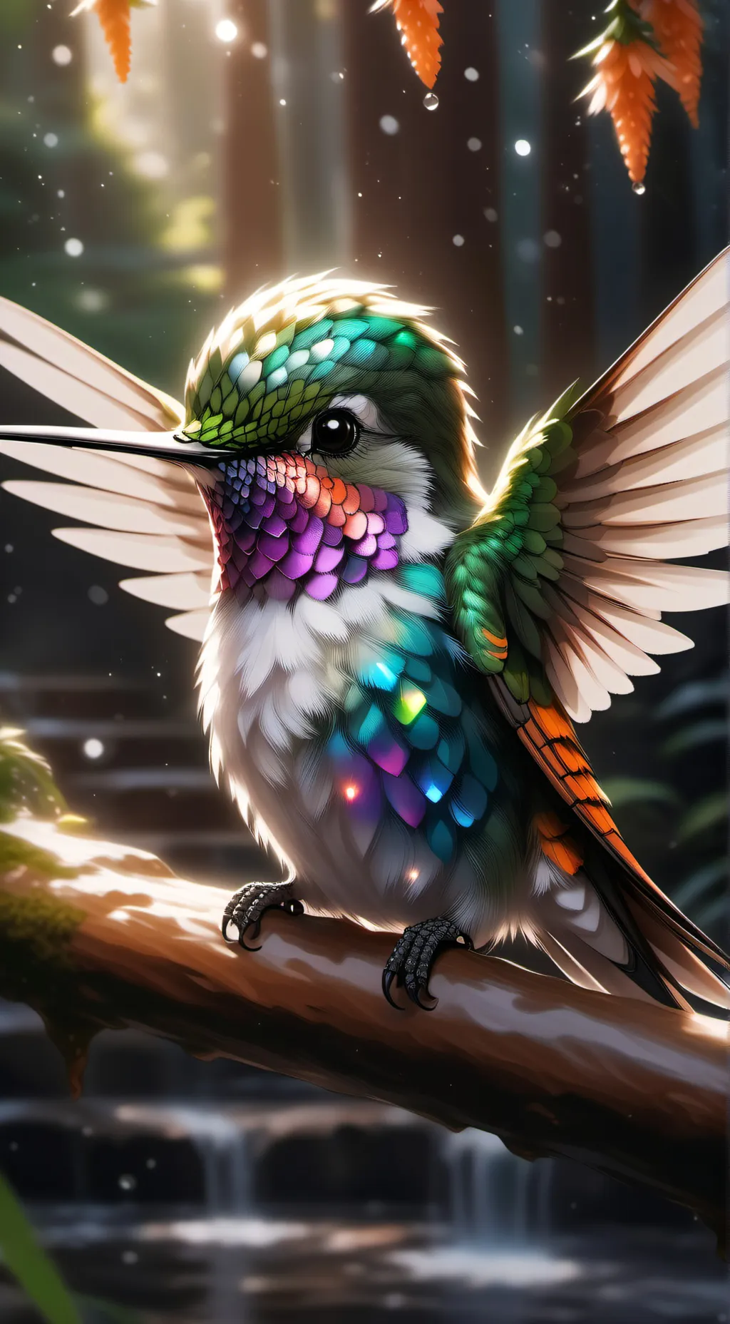 ai character: Raysie the Iridescent Furry background