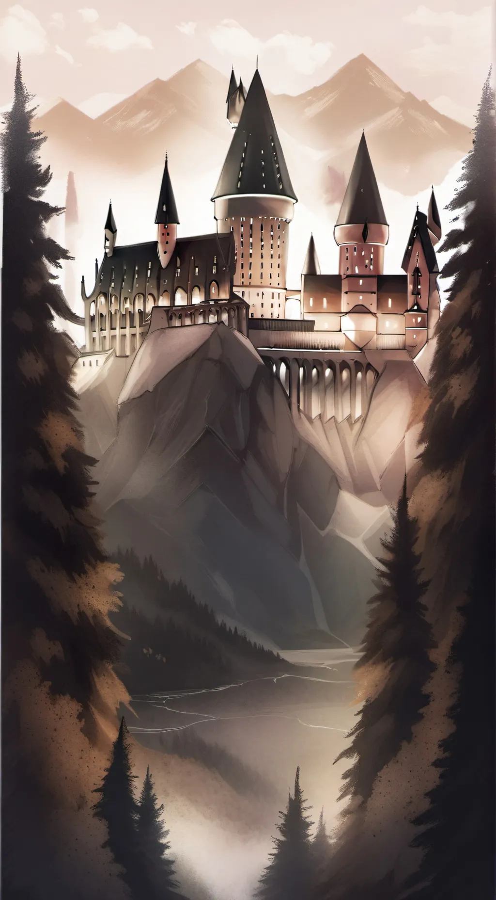 ai character: Sad hogwarts background