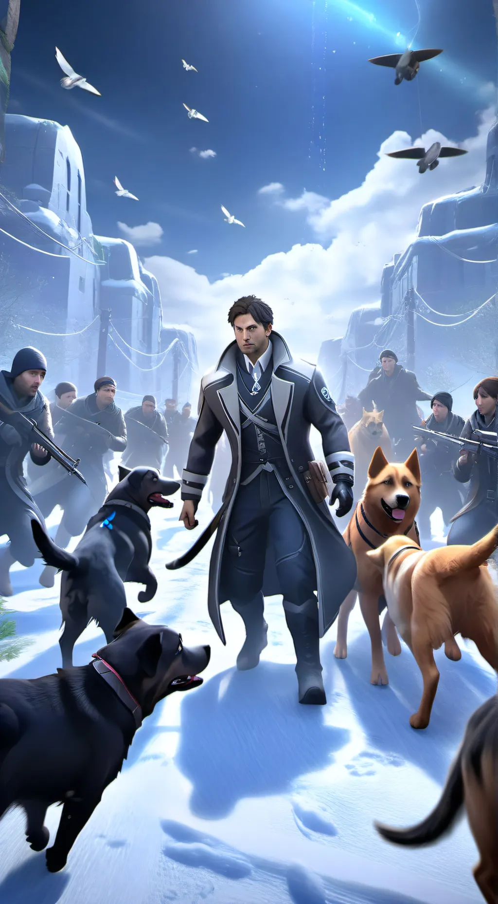 ai character: dog and cat war background