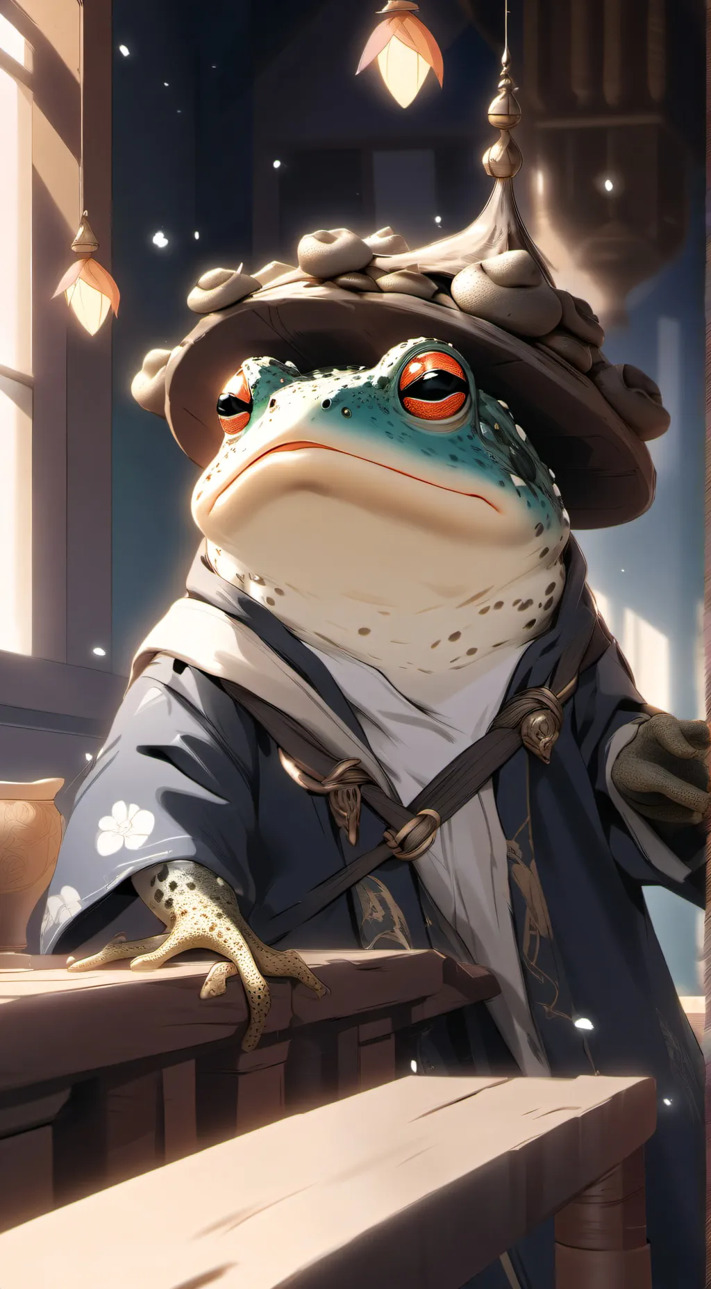 ai character: Mottled Frogette background