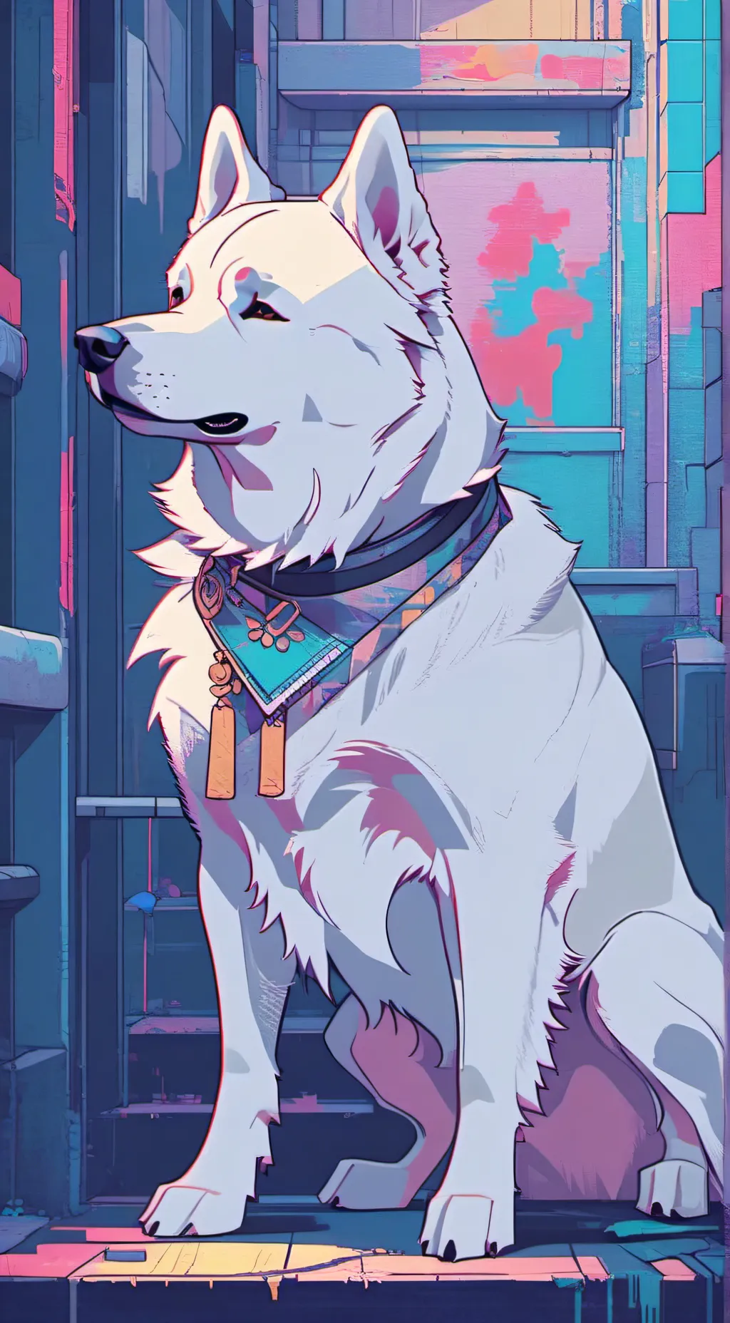 ai character: Pixel dog background