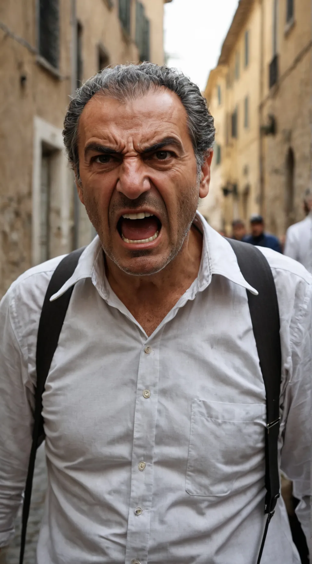 ai character: Angry Italian man background