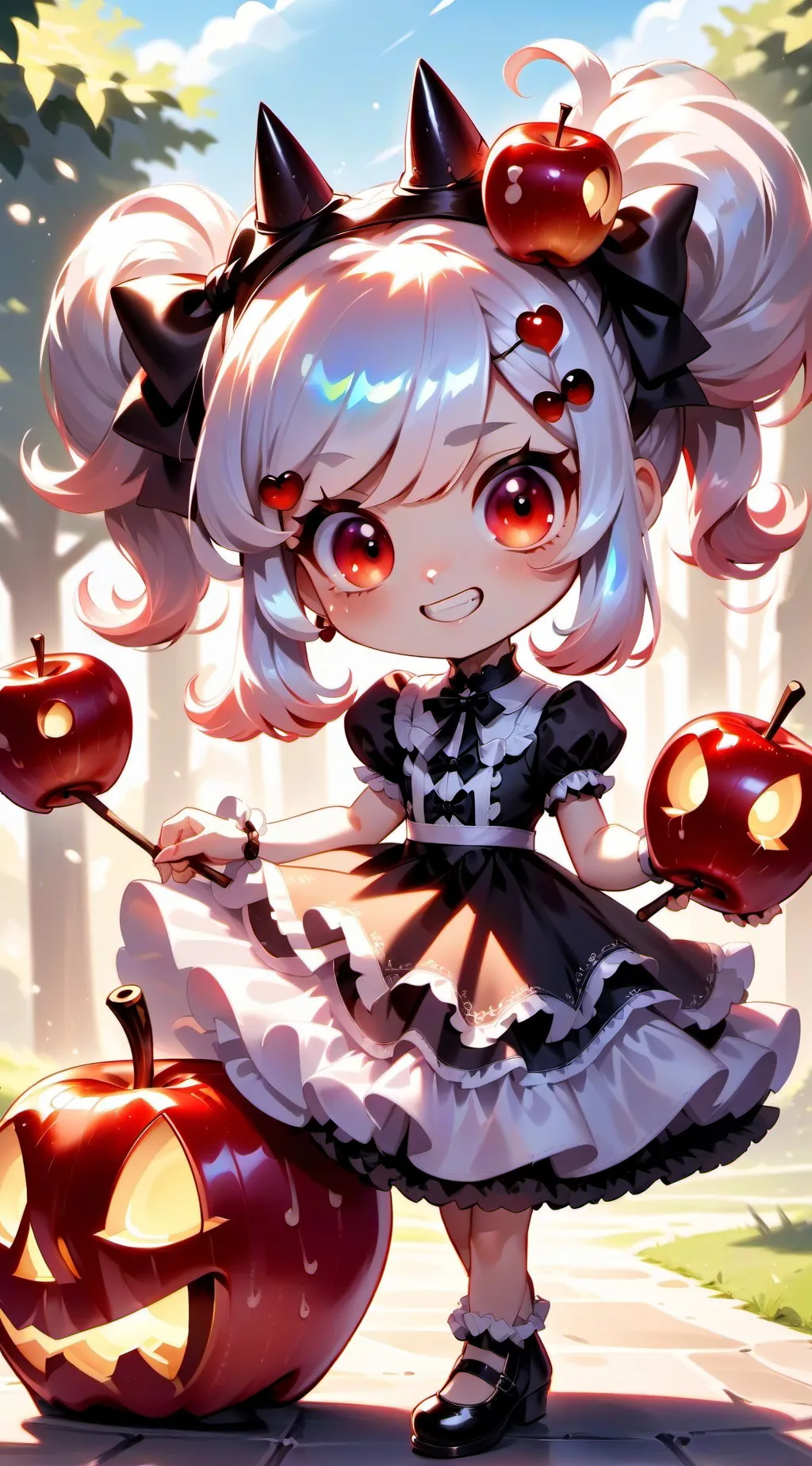 ai character: candy apple background