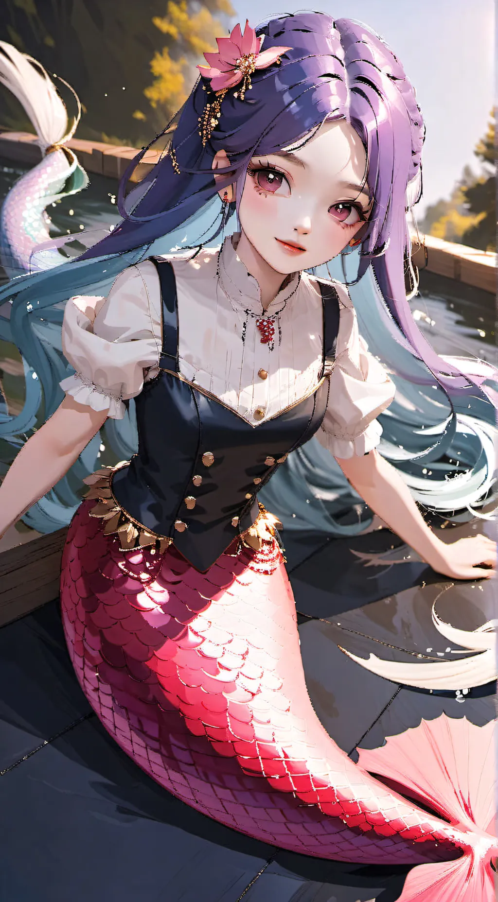 ai character: Mha mermaid  background