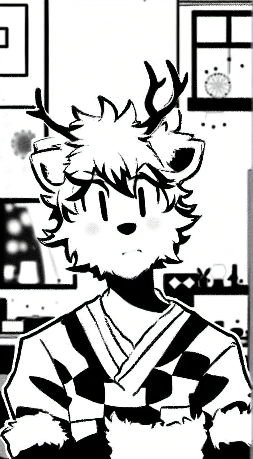 ai character: Fluffy Deer Furry background