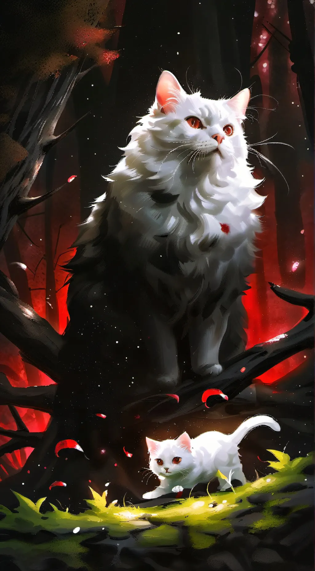 ai character: Red snow background