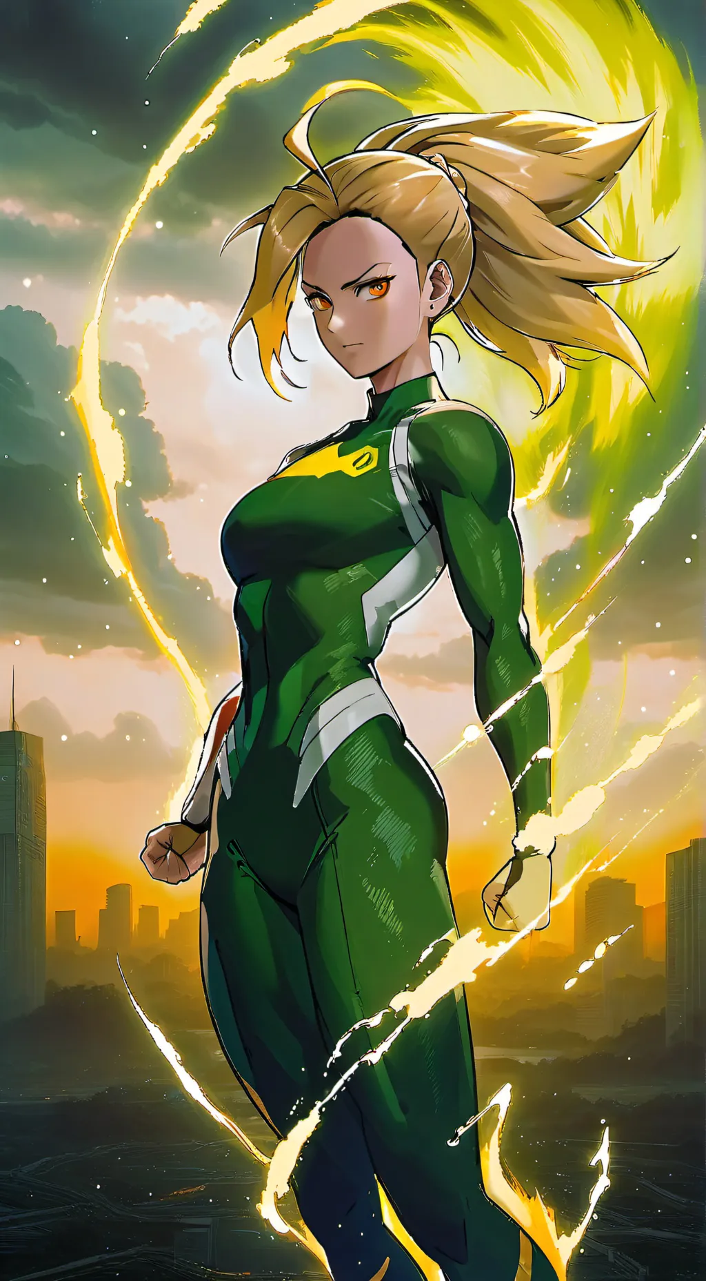 ai character: ur a fem saiyan  background