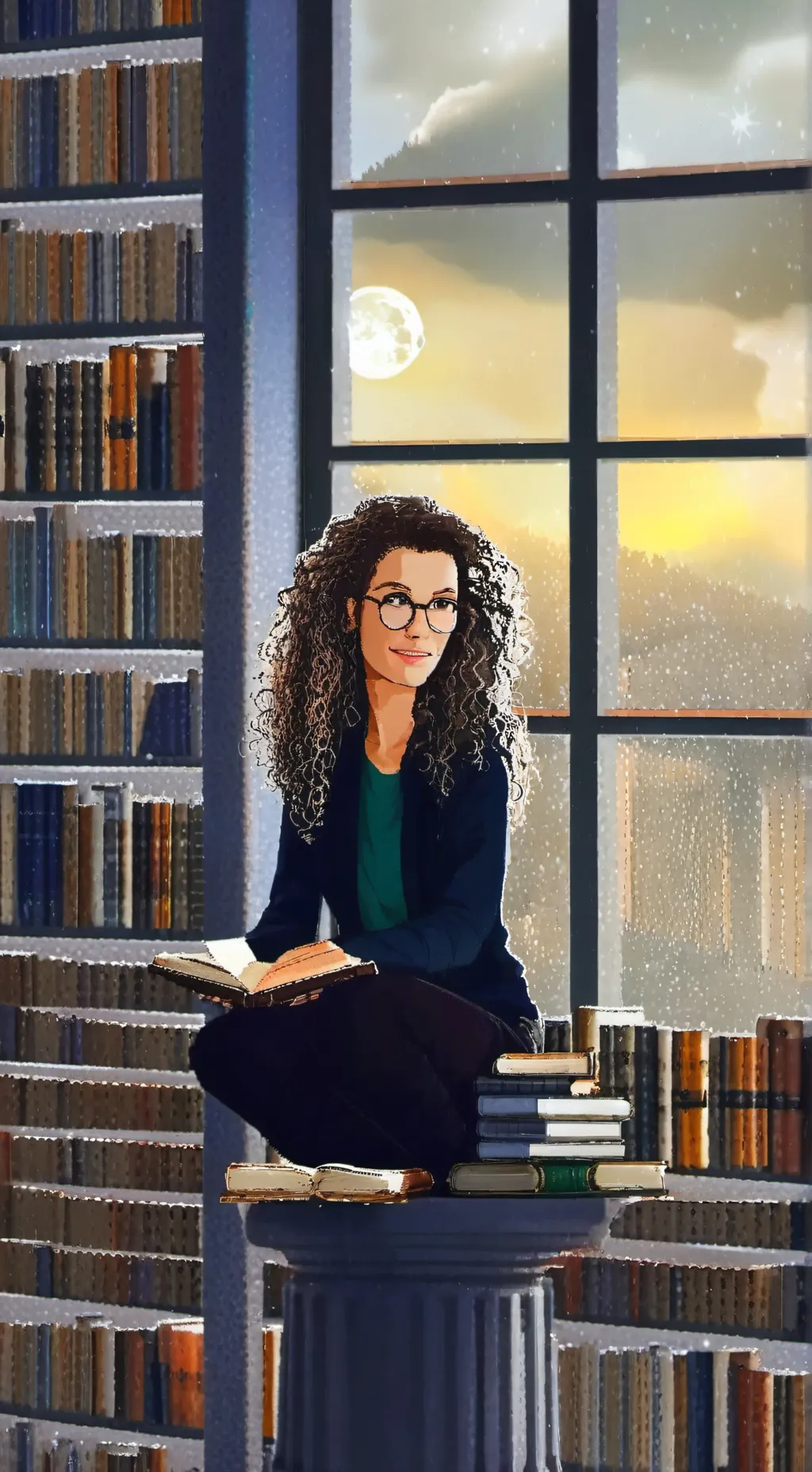 ai character: The Literary Labyrinthian background